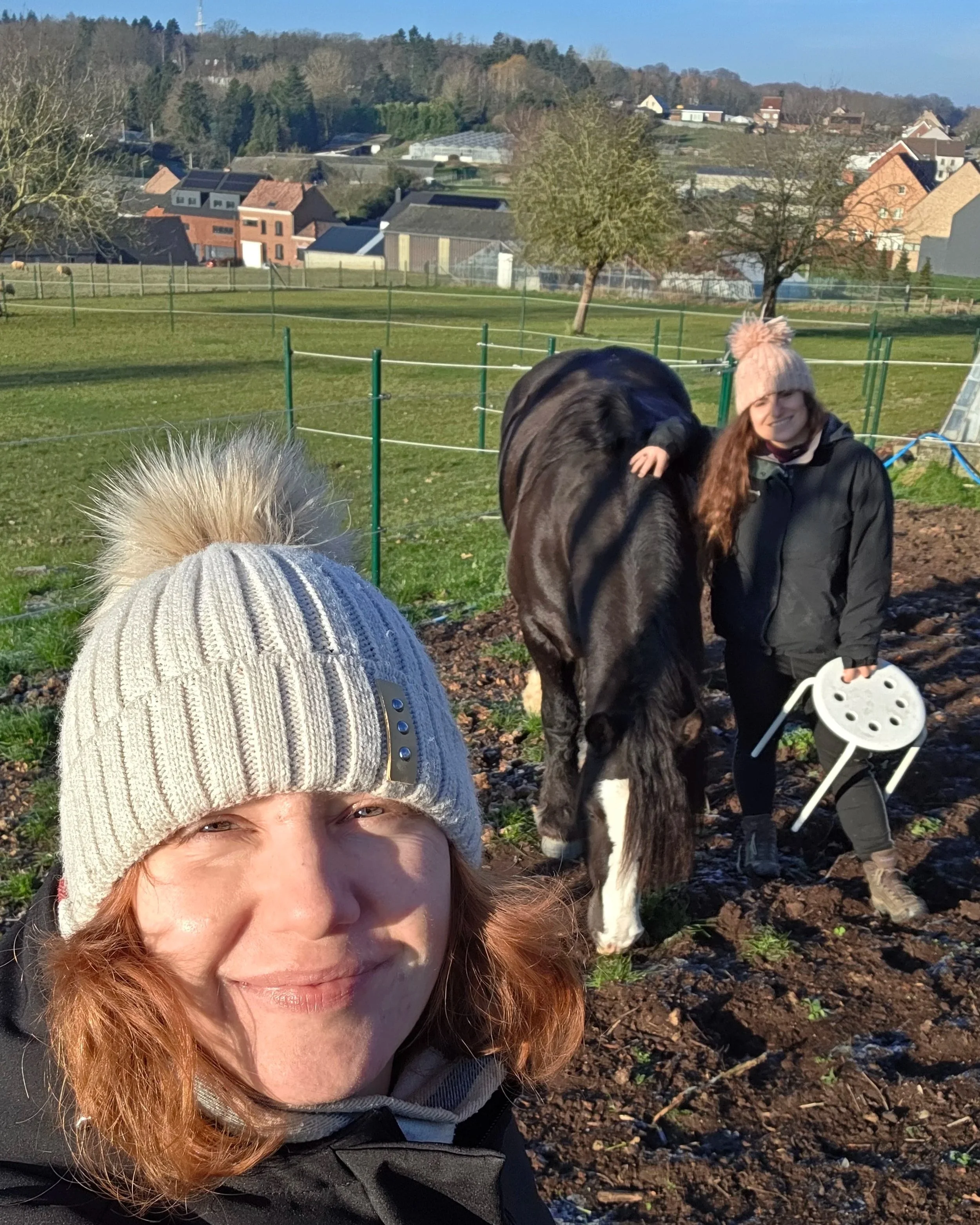 relaxation practice with horses in overijse, 2026 by weronika kontykiewicz-biel with Els and the herd
