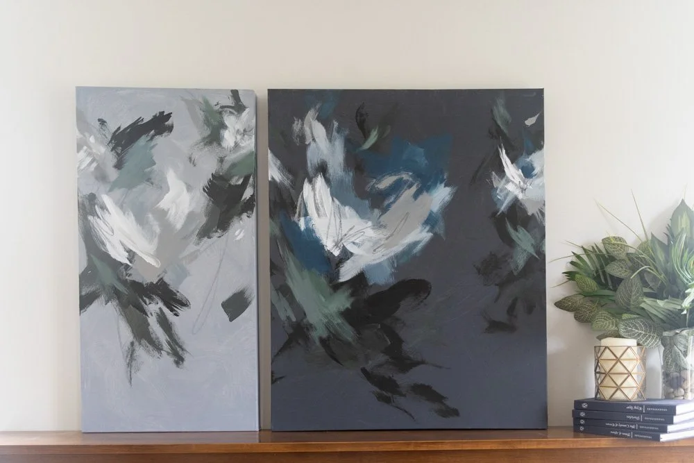 'Steady' 30x15in & 'Moon smoke' 30x24in