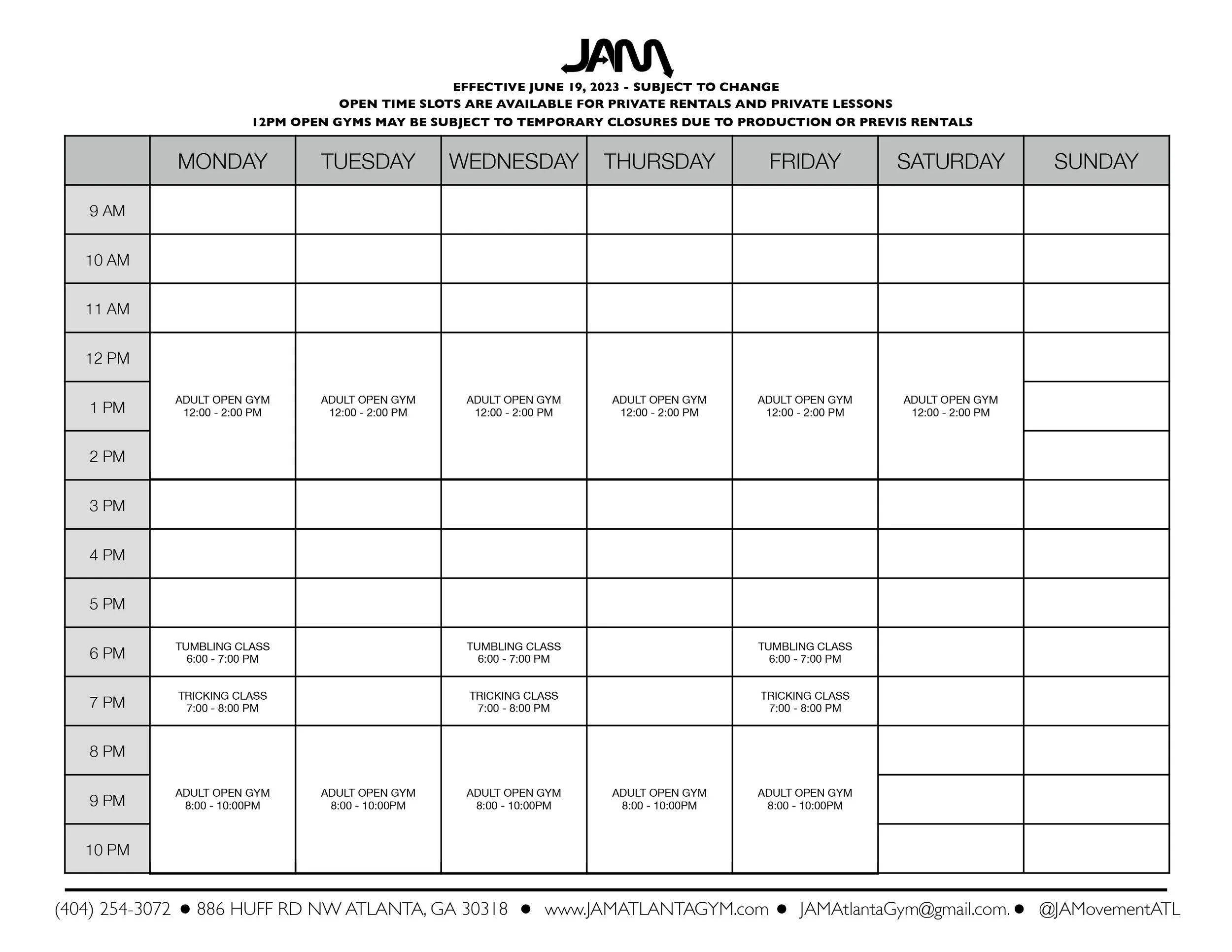 JAM Atlanta Stunt Gym