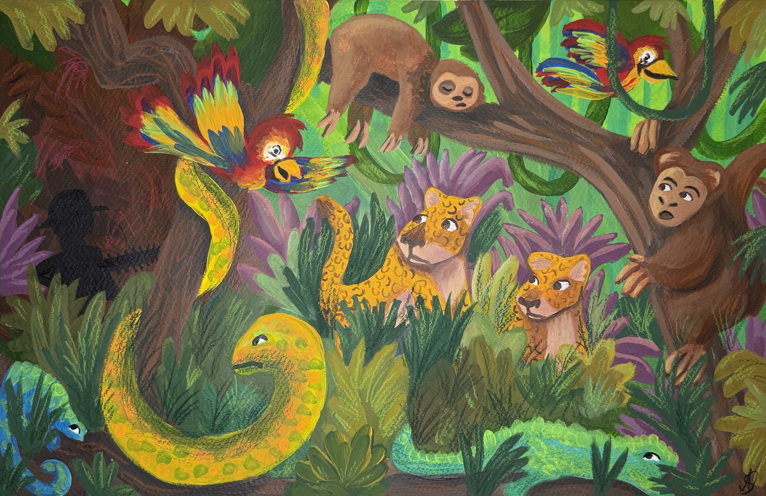 AmeenaSiddique_Rainforest_Animals_Deforestation_Gouache_Painting2.JPG