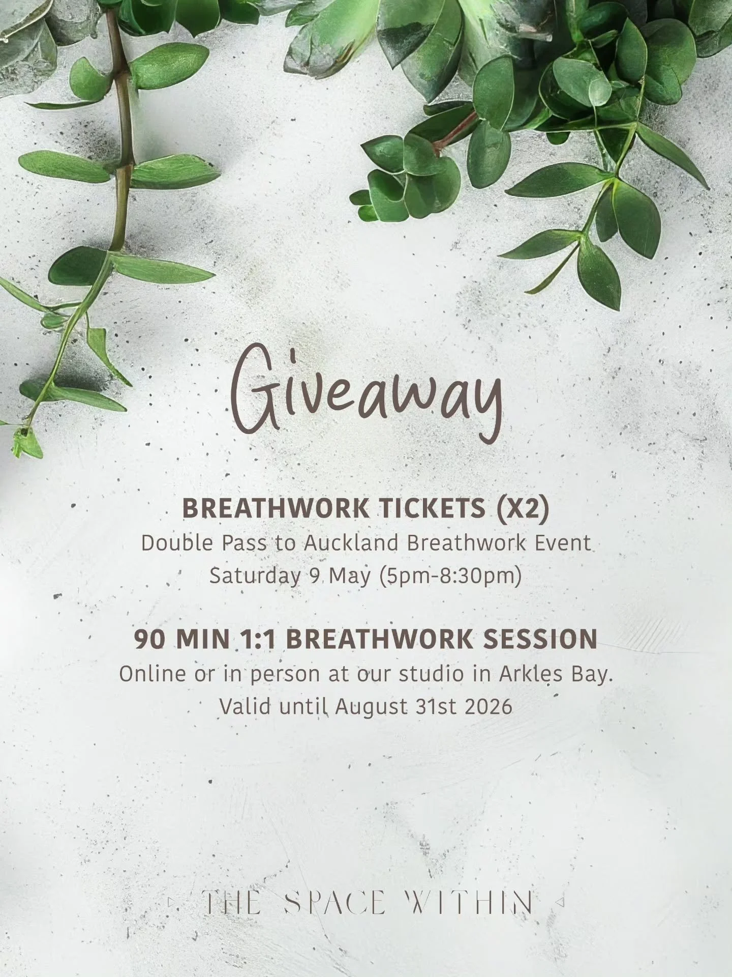 GIVEAWAY 💛

It's time to feel lighter, clearer, and more like yourself again. Breathwork has a way of shifting your energy, lifting your mood, and creating real change from the inside out often in ways you don&rsquo;t expect.

The prize includes:

?