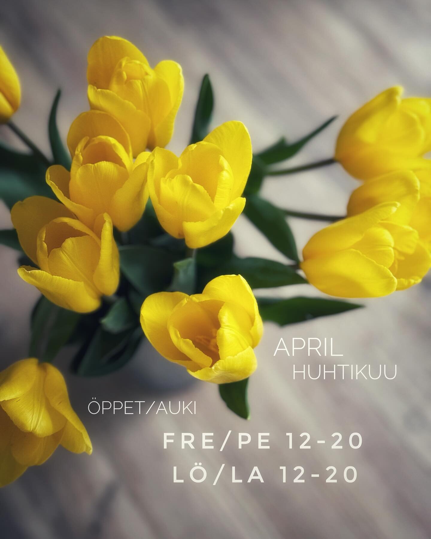 April/Huhtikuu
&Ouml;ppet/auki:
fre/pe 12-20
l&ouml;/la 12-20 
#cafegamlabanken #ini&ouml;