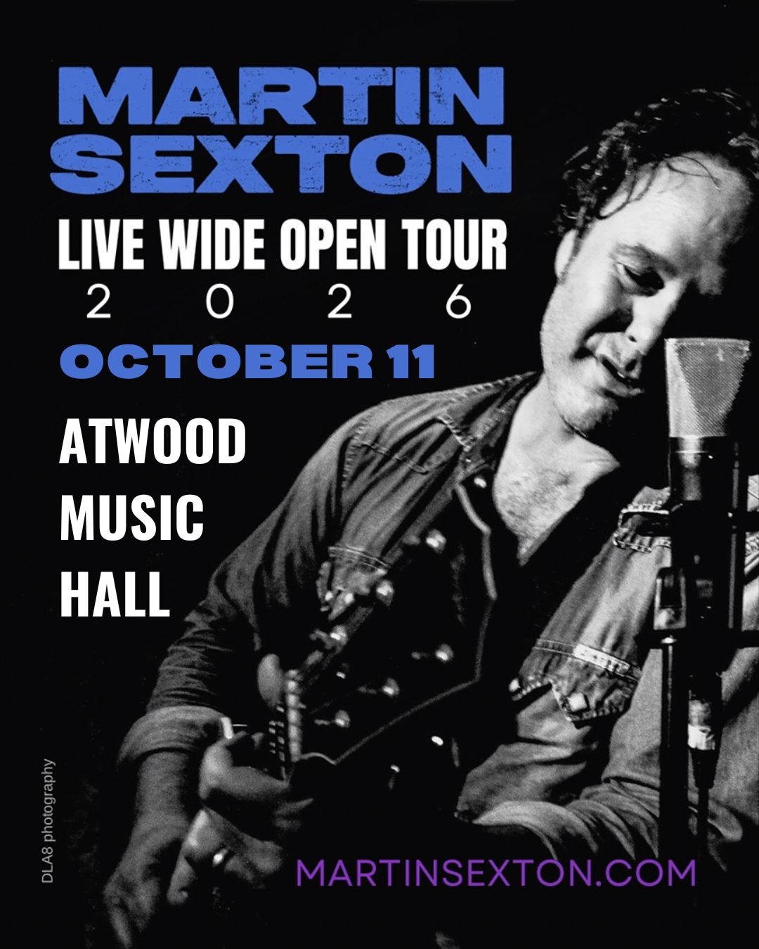 JUST ANNOUNCED // MARTIN SEXTON // LIVE WIDE OPEN TOUR 2026 
October 11

Martin Sexton tours in support the 25th anniversary of Live Wide Open - the critically-acclaimed double vinyl live album. The show will include these fan-favorites as well as so