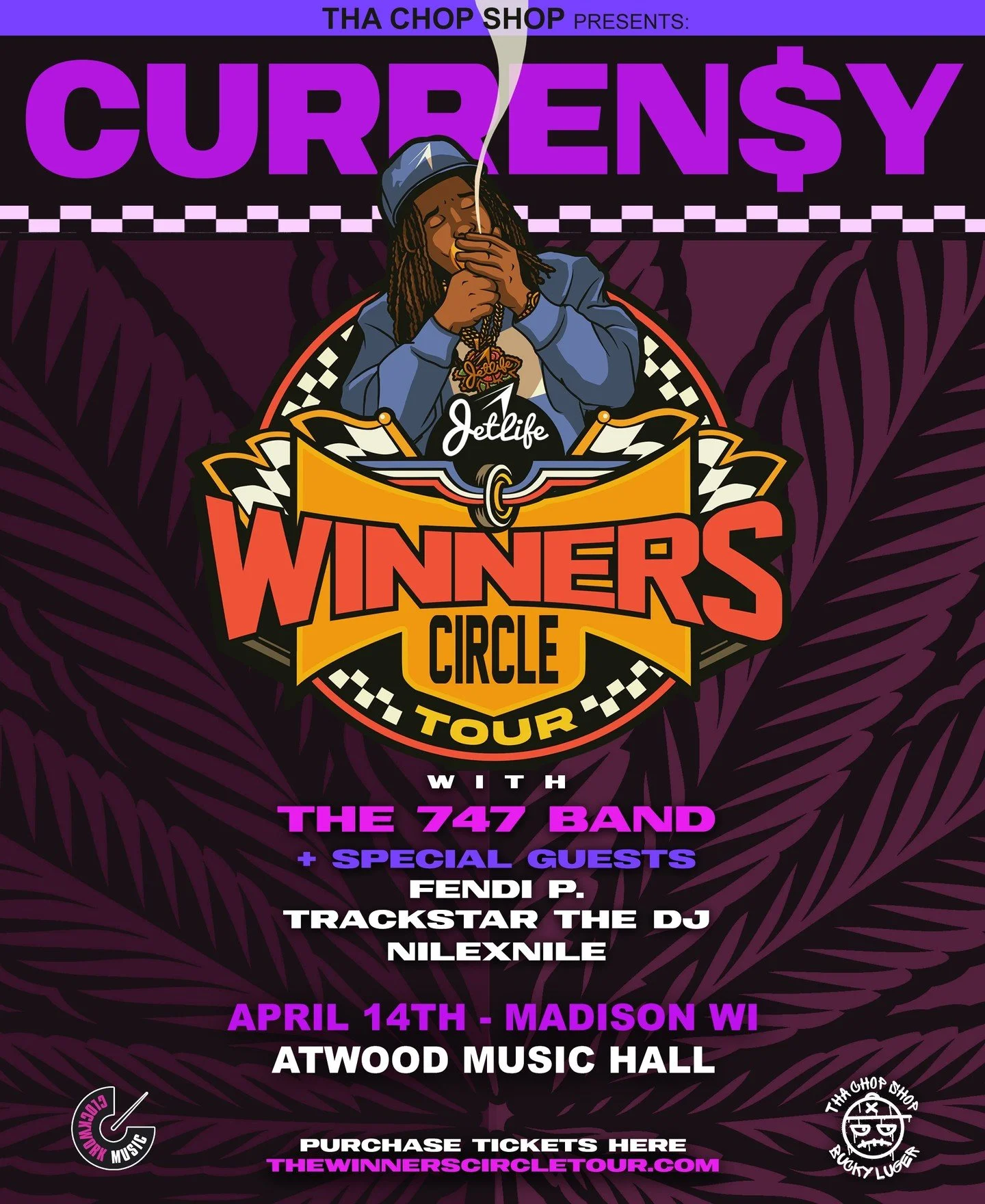 Tha Chop Shop presents TWO upcoming shows at Atwood Music Hall:

👉 Curren$y &ldquo;The Winners Circle Tour&rdquo; with the 747 Band &amp; special guests Fendi P. Trackstar the DJ and NilexNile
📆 April 14
ℹ️ With a career spanning over a decade of c