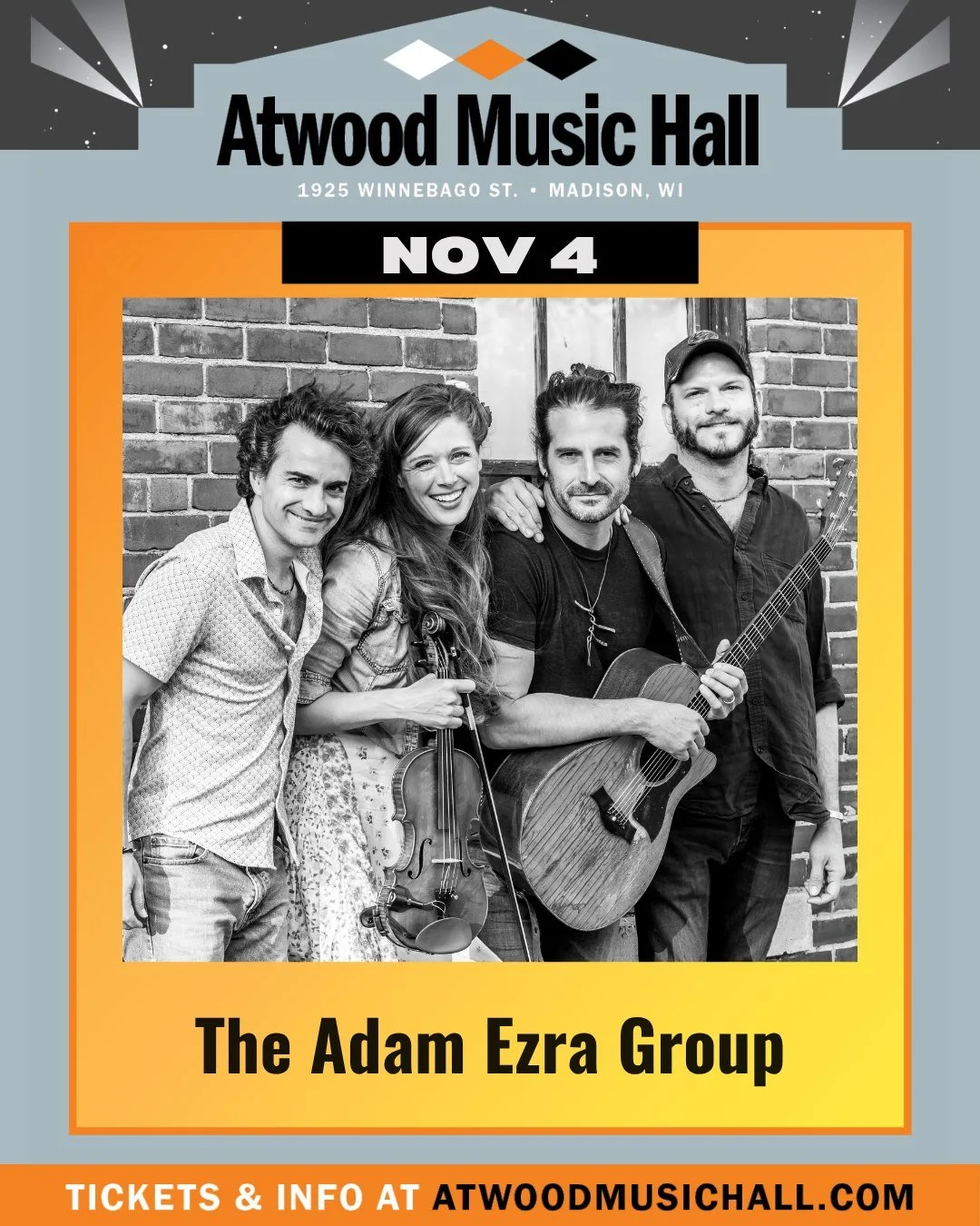 JUST ANNOUNCED // Music Makes a Difference Presents Adam Ezra Group
📆 November 4

&ldquo;I love working with Adam Ezra. He represents the true spirit of a man who lives for his music and the people around him. He has the big three: creativity, talen