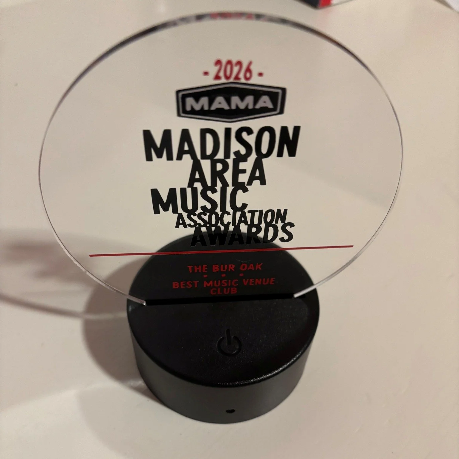 Congrats to our sister venue, @theburoak  for winning a Madison Area Music Award for best club! We are so proud! 🥲

btw, we are also up for Best Music Venue in Madison Magazine's Best of Madison and there's still time to vote for us! We are up again