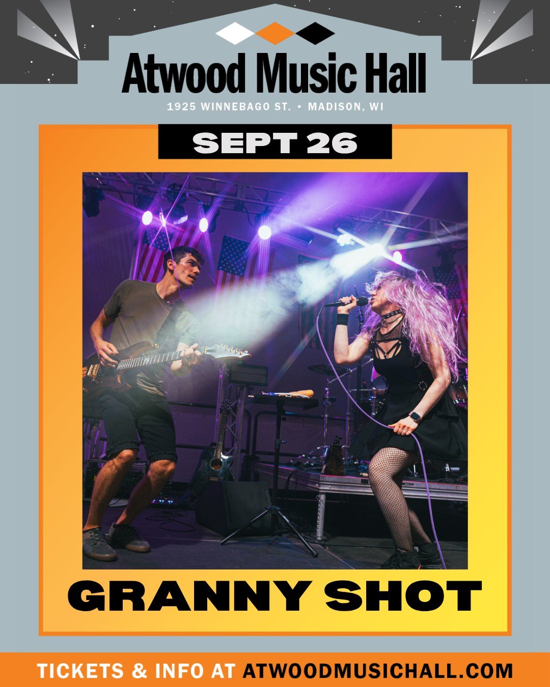 JUST ANNOUNCED: 
👵 🏒Granny Shot
📆 SEPT 26

@grannyshotbandwi is a cover band based in Madison, WI playing all of your favorite Alternative Rock, Hard Rock, and Pop Punk hits from the 90s and 00s, as well as some classics from the 70s and 80s. Shre