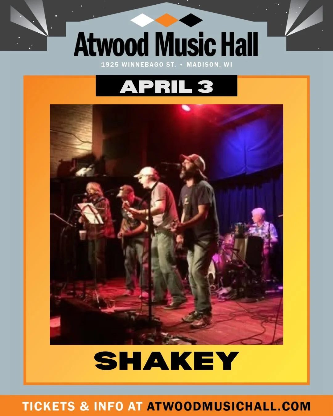 Just Announced: Shakey &ndash; A Tribute to Neil Young >> April 3 

The idea of Shakey began in Madison, WI in the early 2000s, as a discussion between two friends, Peter Kaesberg and Matt Joyce, to jam on their favorite Neil Young tunes. The t