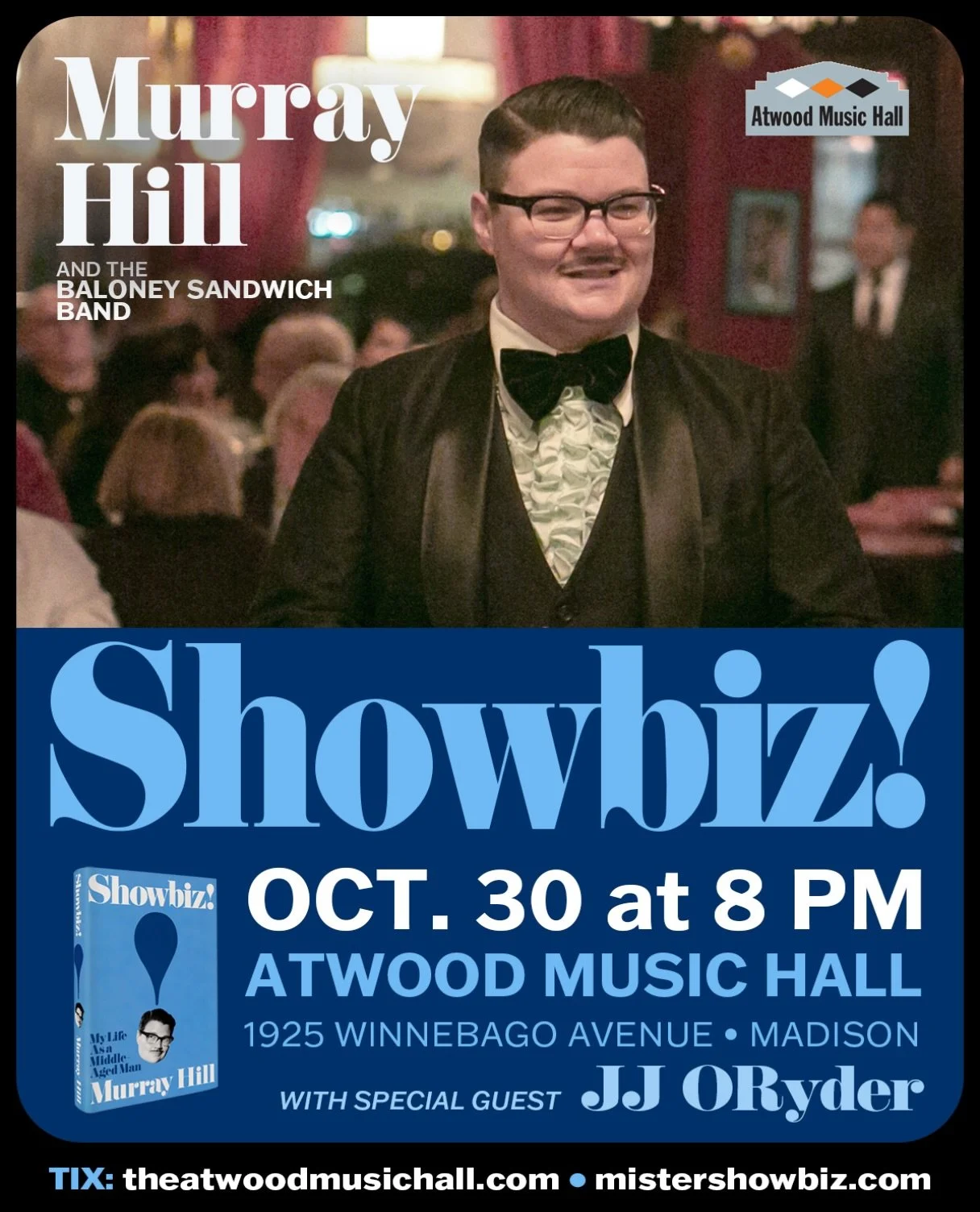 Don&rsquo;t miss @murrayhill Showbiz! The Tour coming to Atwood Music Hall with special guest @jjoryder!

Star of HBO&rsquo;s critically acclaimed show &ldquo;Somebody Somewhere&rdquo; MAKES HIS MADISON DEBUT to celebrate his debut memoir, &ldquo;Sho