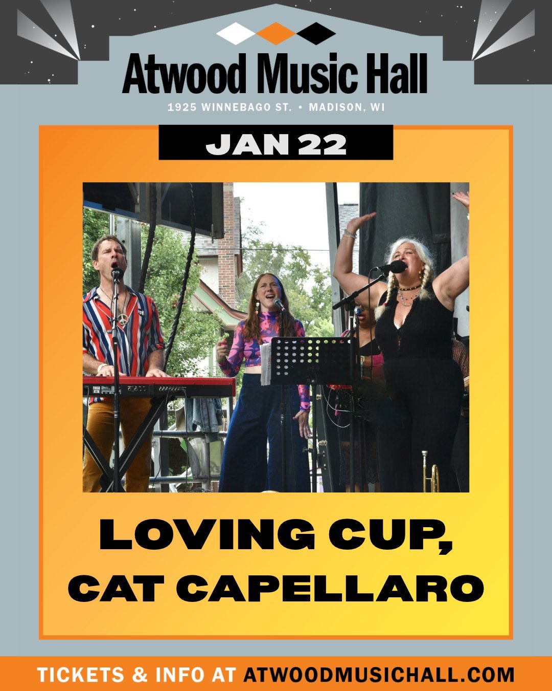 NOW ON SALE:
🎸 Loving Cup, Cat Capellaro
📆 January 22

Loving Cup, the most celebrated Rolling Stones tribute band in Dane County, performs the band&rsquo;s iconic 1969 album Let It Bleed. The record includes hits like Gimme Shelter and You Can&rsq