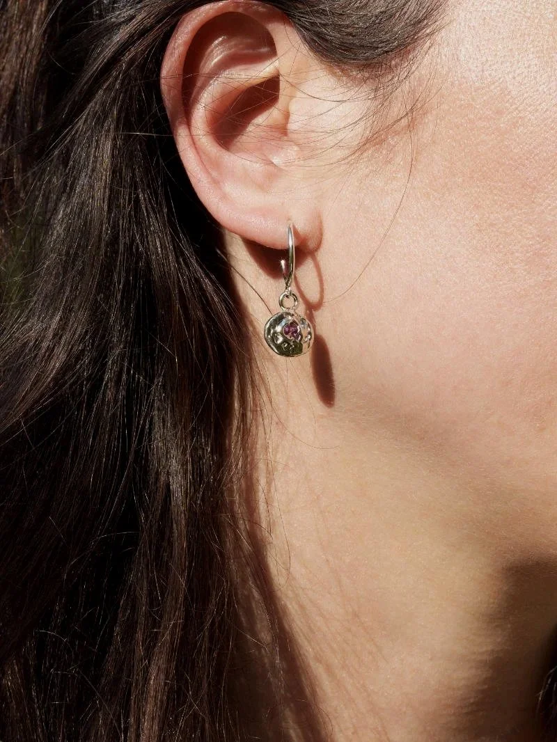 Unique organic ruby earrings inspired by wabi sabi beauty, handcrafted jewellery for expressive women