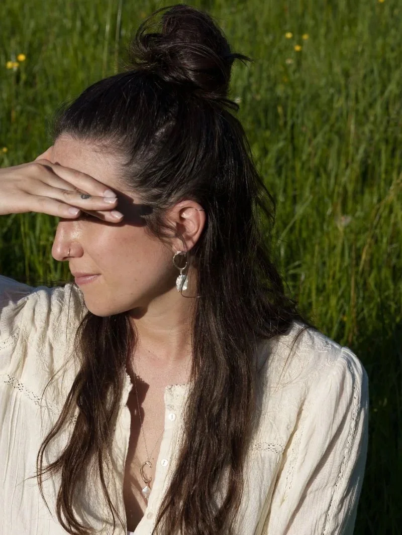 rtisan recycled silver earrings with real freshwater cultured keshi pearls, minimalist yet bold pearl jewellery.