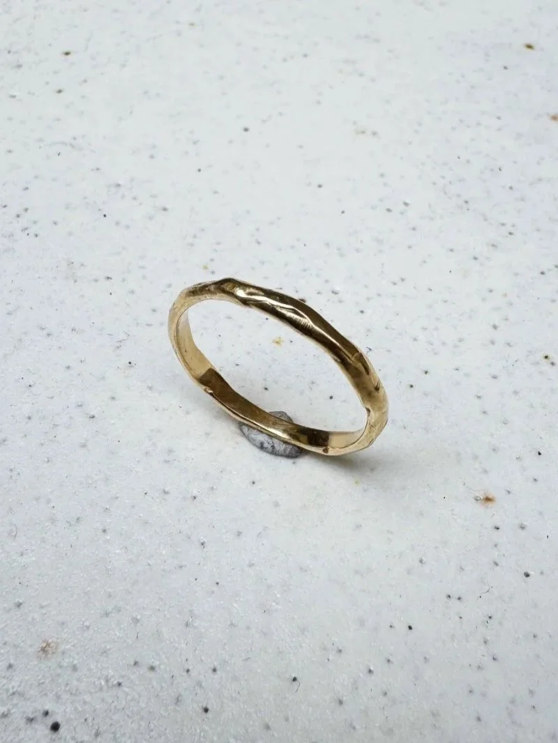 Alternative gold wedding band made from recycled 14ct gold
