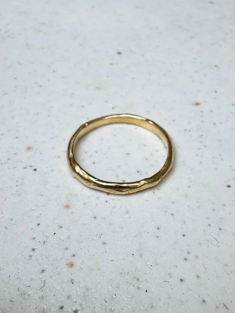 18ct gold everyday ring with earthy handmade shape