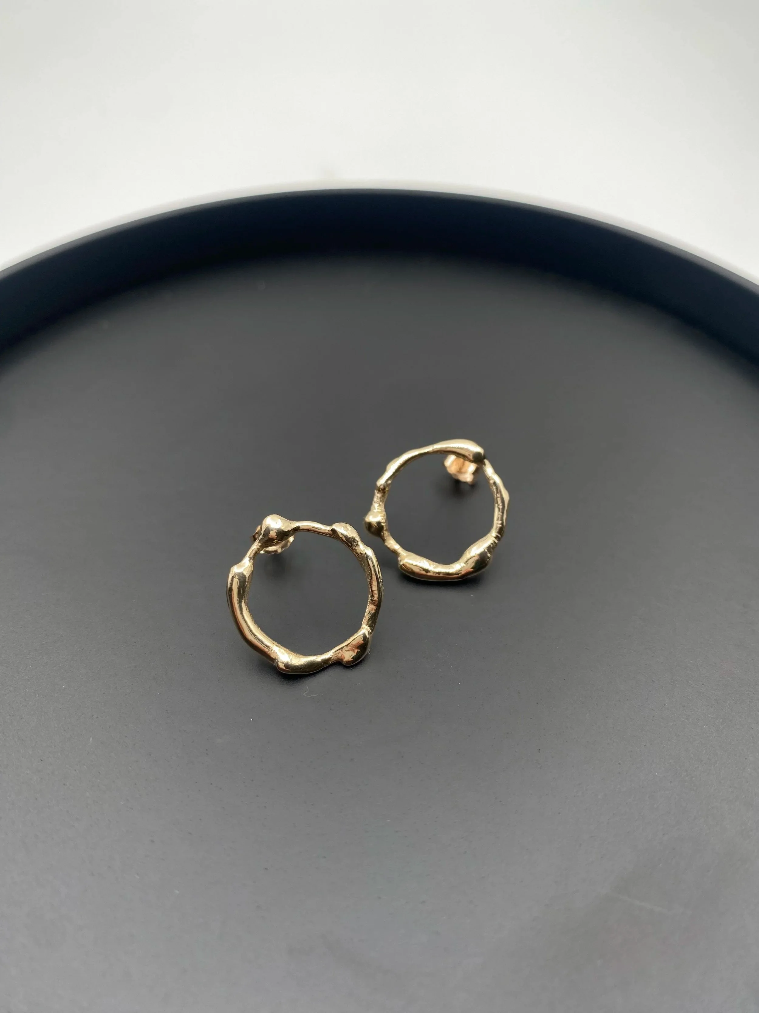 18K gold Agni earrings with unique handmade texture