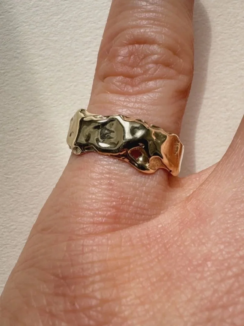 Sustainable 14ct gold statement ring handmade in Slovenia