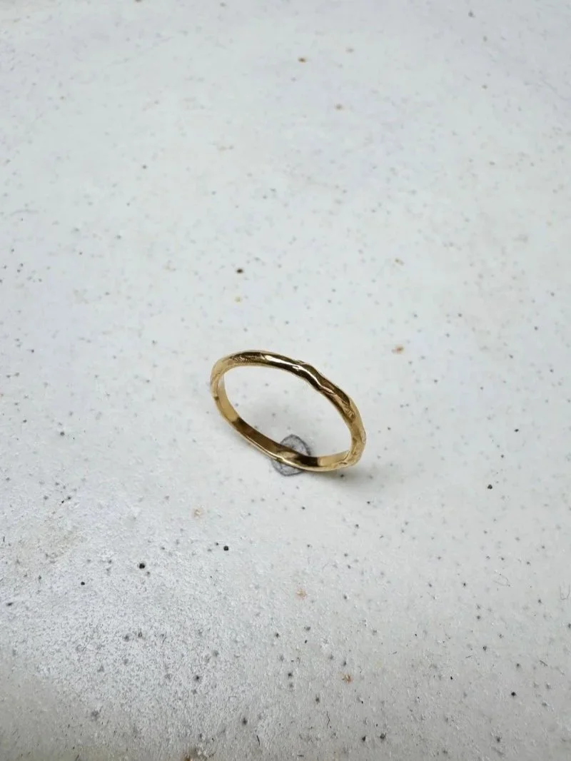 Handmade gold Wabi Sabi ring with organic curves