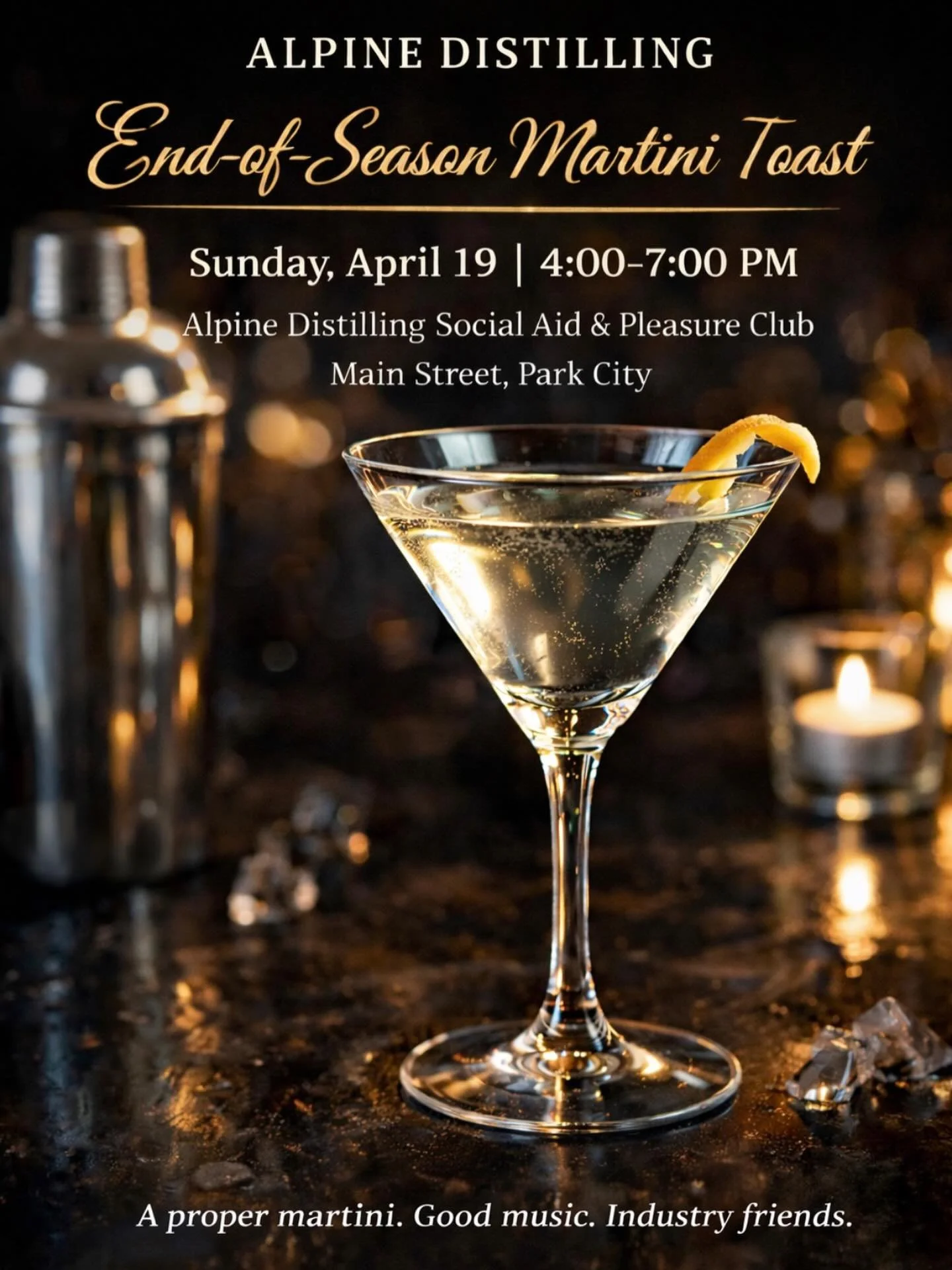 Bartenders, servers, sommeliers, chefs, hosts, managers, brand ambassadors, and small business owners - you are invited to join Alpine Distilling at Alpine&rsquo;s Main Street Social Aid &amp; Pleasure Club for an end-of-season Industry Toast as we c