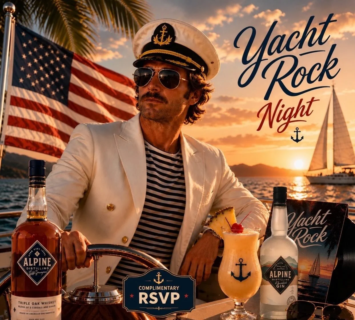 SAVE THE DATE, MATE! Friday, July 3 is Yacht Rock Night at Alpine Social Club on Main Street, with a DJ, specialty cocktails, and more, 6pm to close. Gather your crew and make complimentary reservations at AlpineParkCity.com!