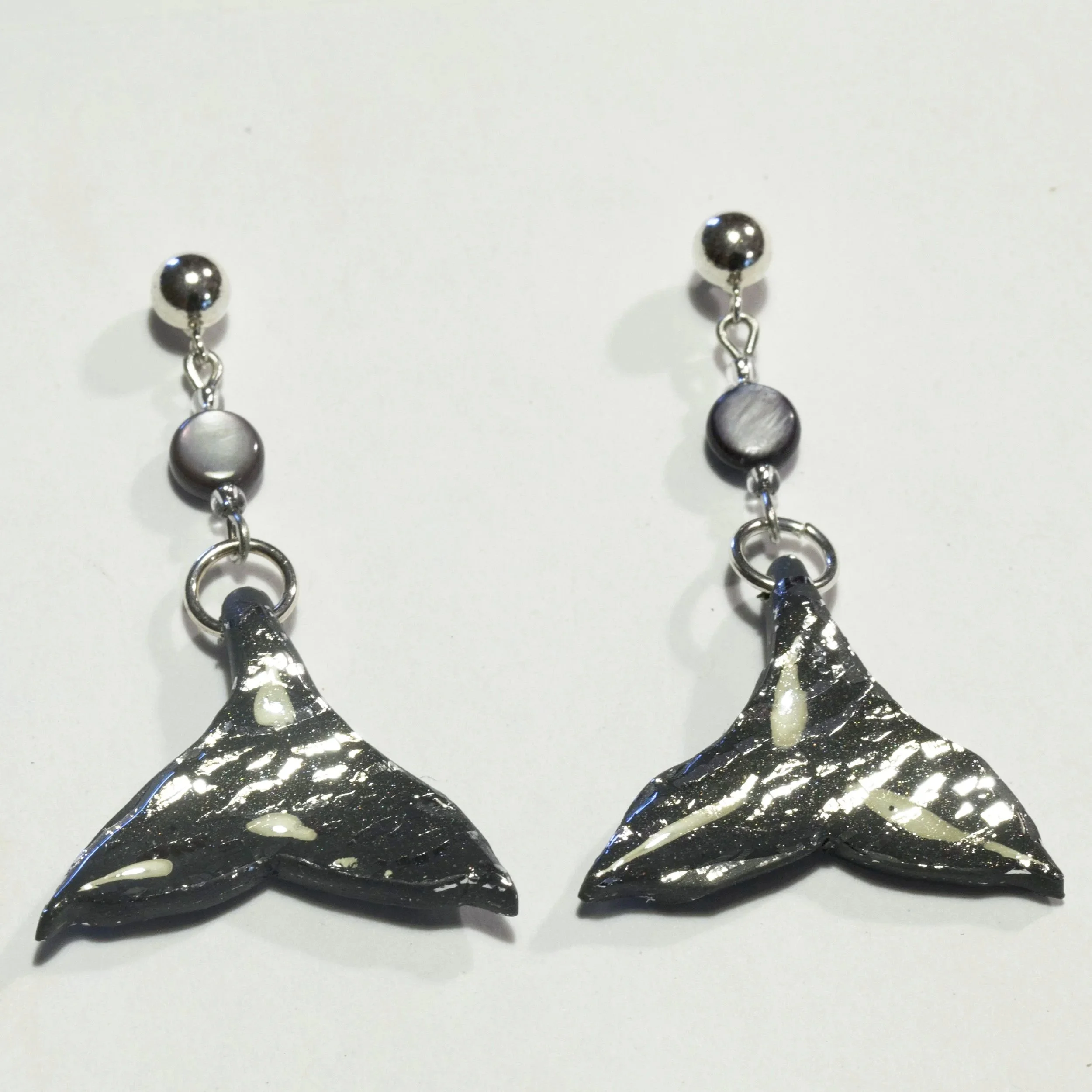 Whale Tail Gray Earrings II - $28