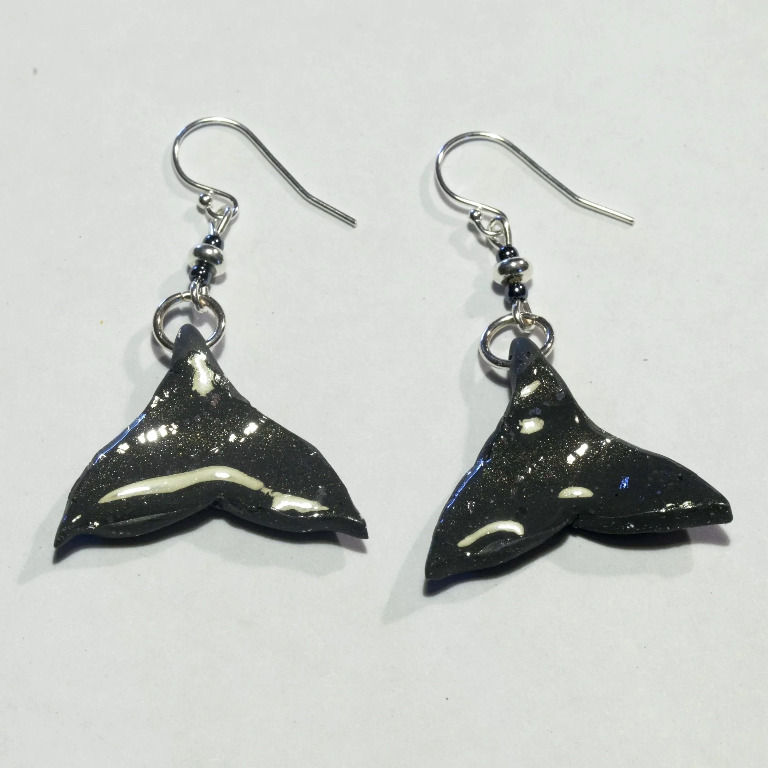 Whale Tail Gray Earrings III - $28