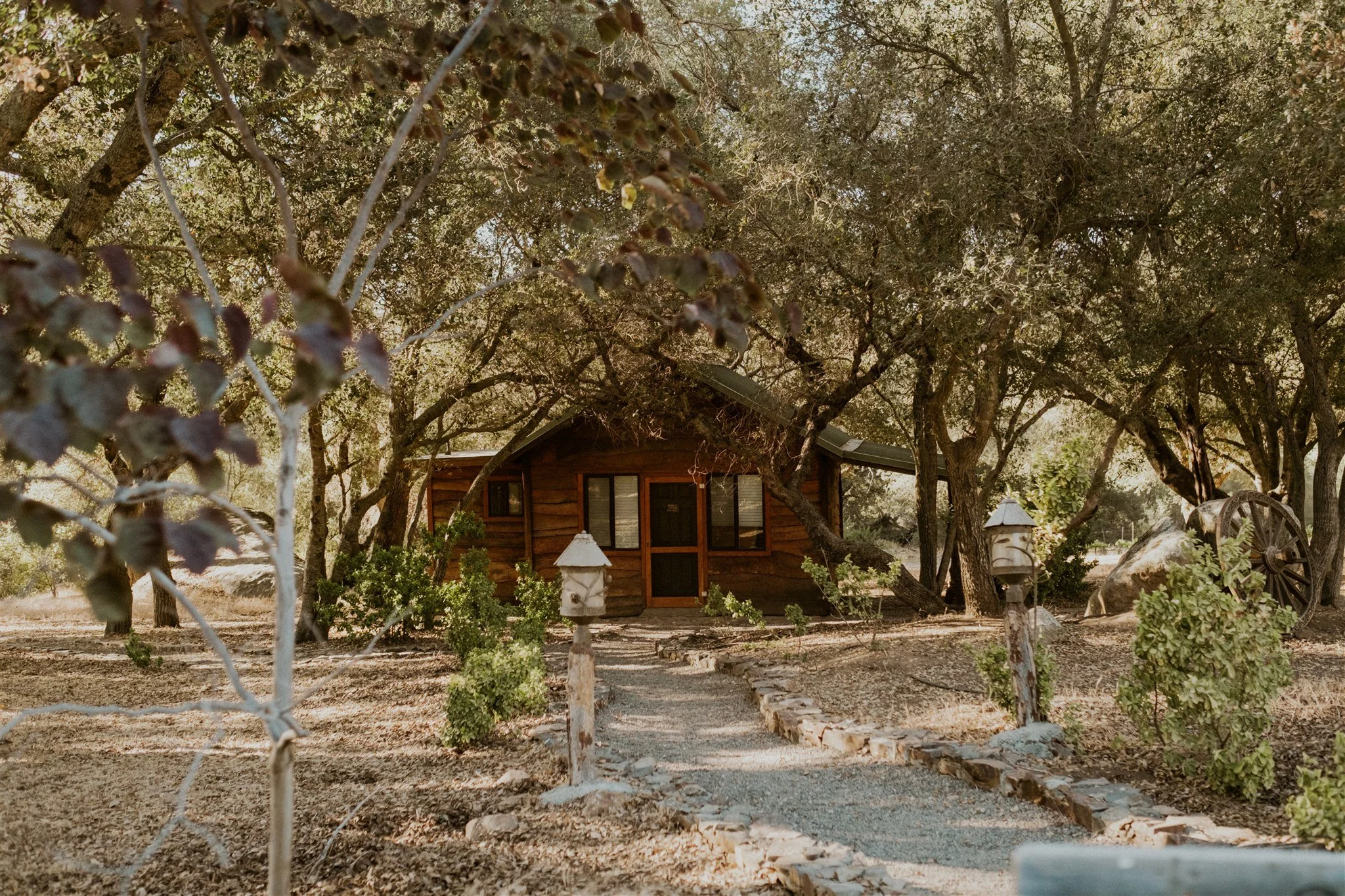 A view of the romantic Bridal Cottage at Milagro in Ramona, California. 