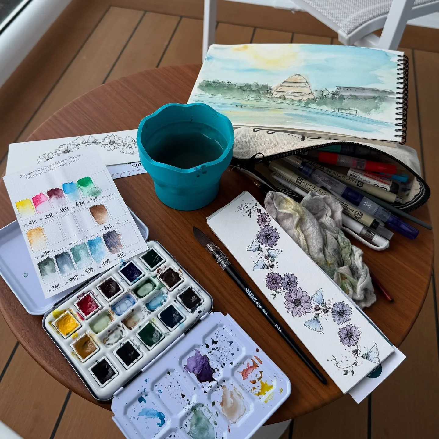Enjoying some downtime and relaxing #watercolorandink bookmarks… :)