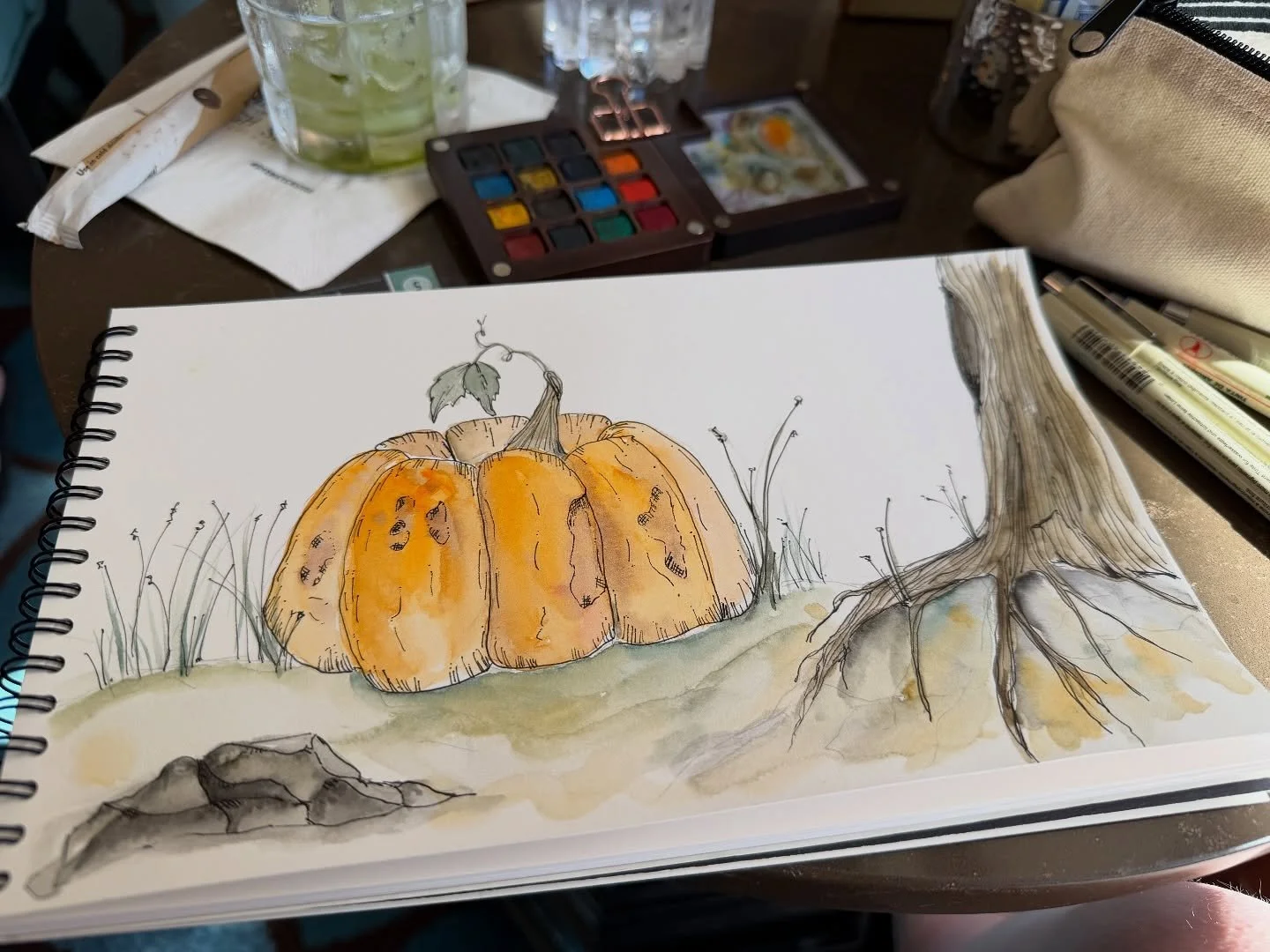 One more day of downtime, enjoying just sketching what’s in my head :) which is usually fall ;) #watercolor #watercolorandink #watercolorsketch #smallthings