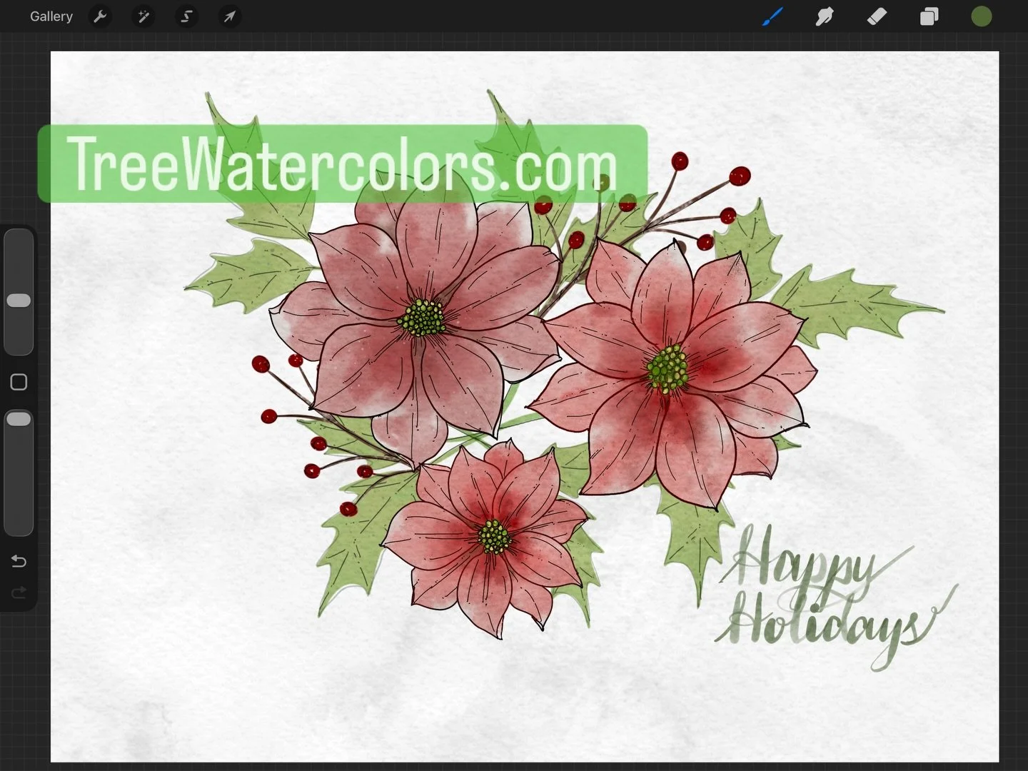 A little morning #digitalwatercolor to get the holiday creativity going :). What&rsquo;s your favorite type of holiday card scene? #holidaycards #winterwatercolor #procreateart
