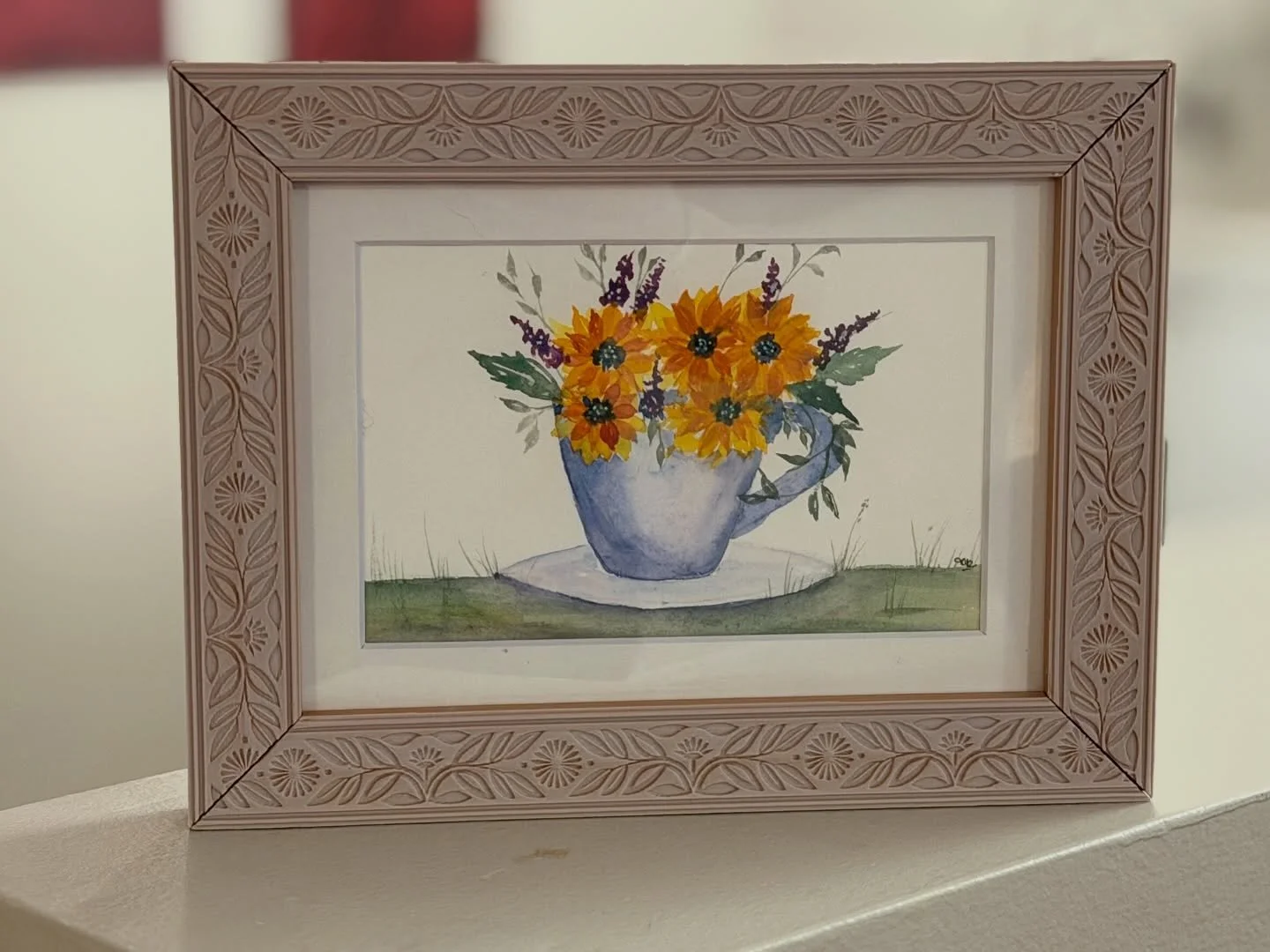 Another complete and custom framed piece: This one will be available locally at @juliennesafternoontea &lsquo;s Gift Shop along with other original art, bookmarks, cards and prints :). Julienne&rsquo;s Afternoon Tea opens March 7th :)

#watercolorart