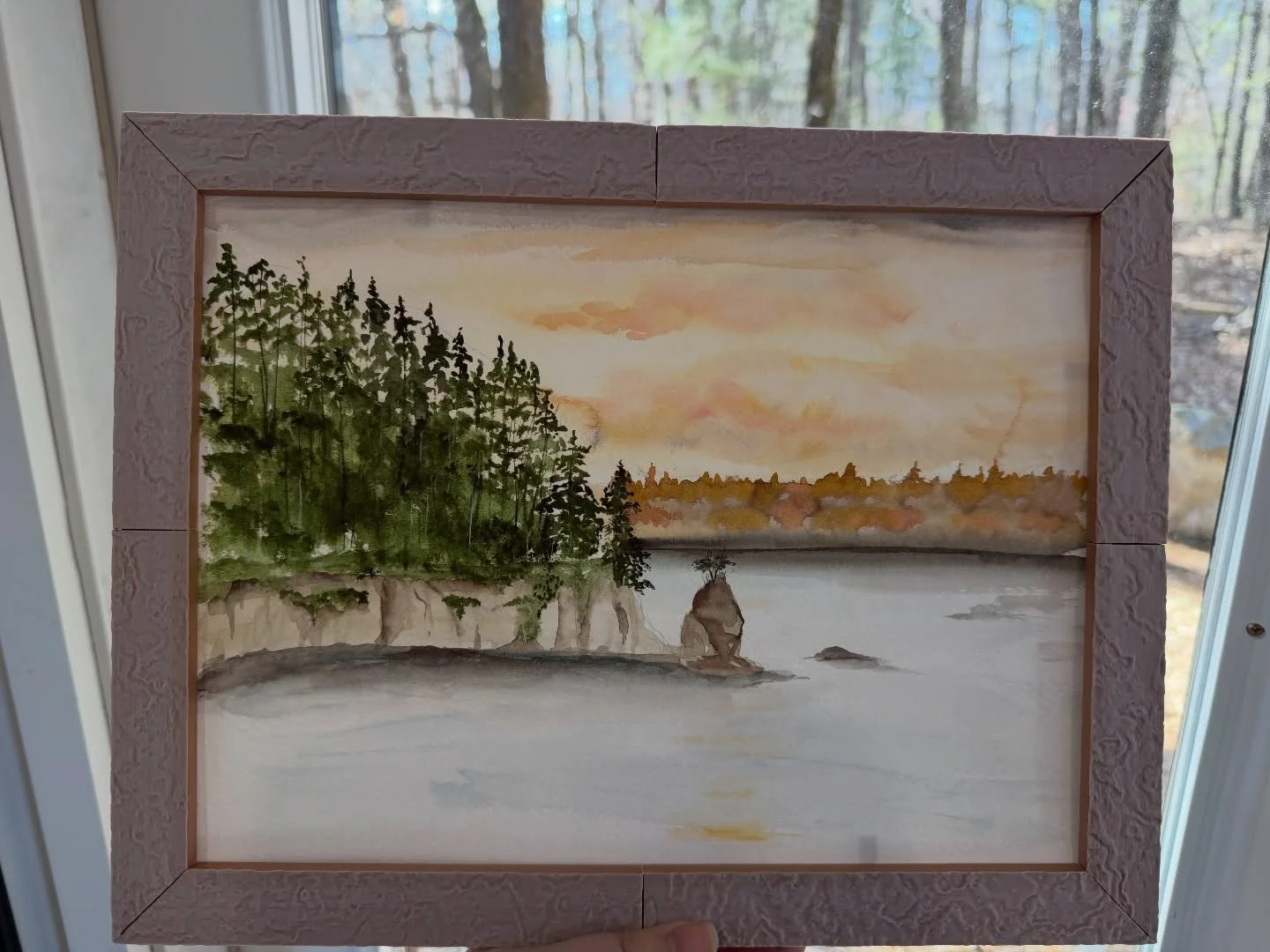 Getting some #wipart to completion today feels good :) This was inspired by sunset just off the shore in Vancouver in February&hellip;  warm tones offsetting a rich landscape :). #watercolorart #watercolorlandscapes #snapframe #arthealstheheart