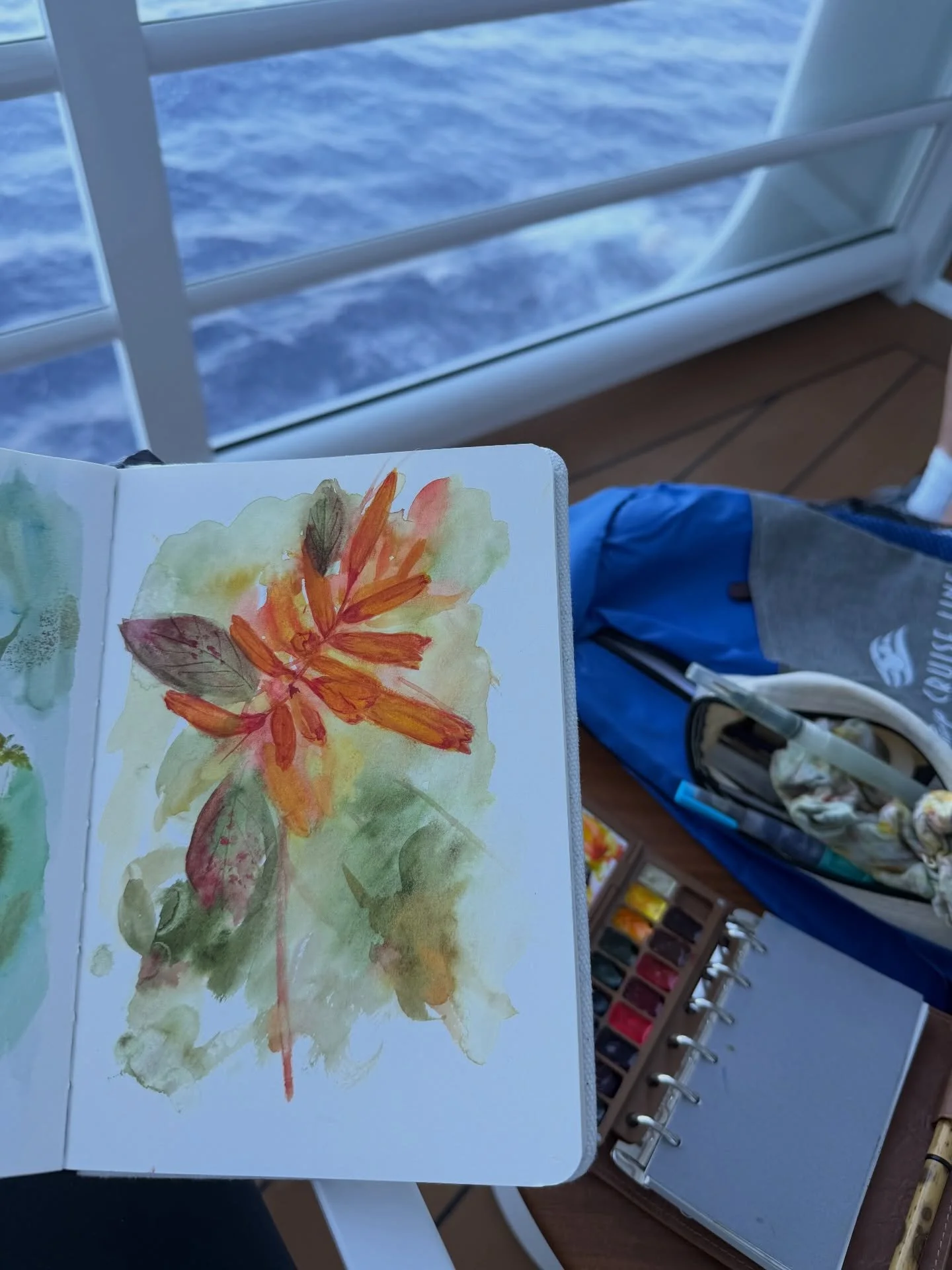 Grateful for both a little downtime and some vibrant new inspiration!  Looking forward to being back in the studio next week to paint more :) #smallthings #watercolorjournal #paintinginprogress #artinspiration #arthealstheheart