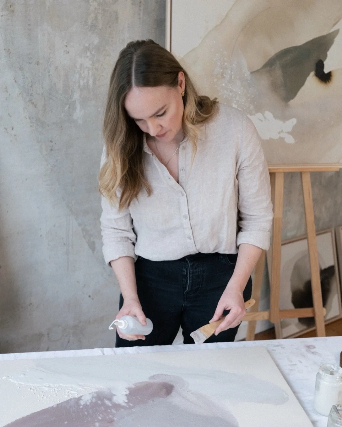 Canvas or paper?

Lately I&rsquo;ve been moving between canvas and paper.
I&rsquo;m curious &mdash; which would you love to see unfold more here? 

〰️

#contemporaryabstract
#minimalartwork
#neutralinteriors
#artcollectors
#quietluxury