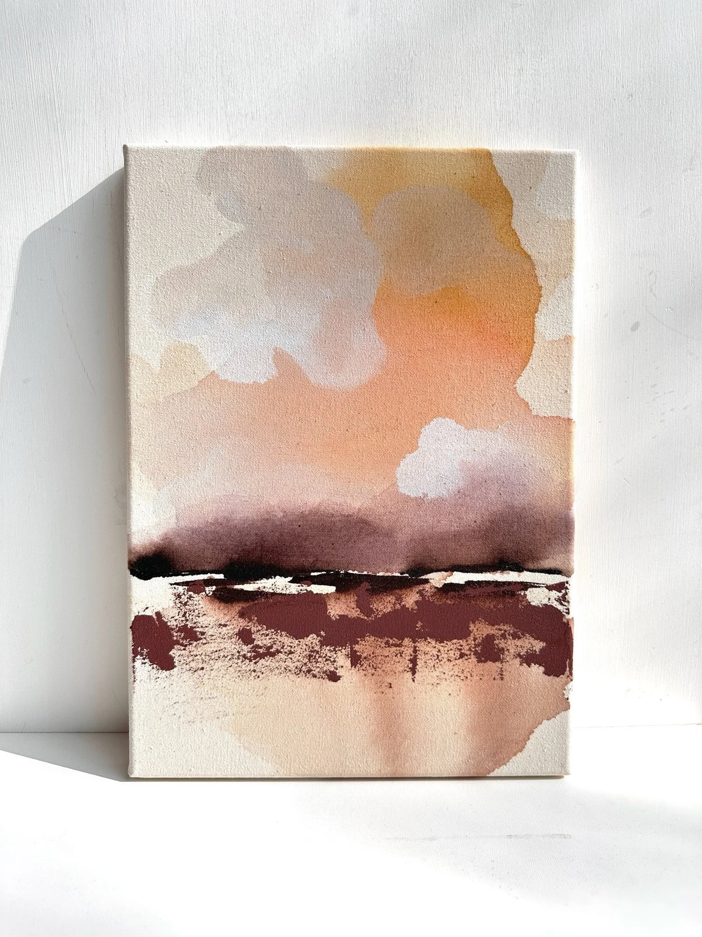 Between Light and Earth 05 🤍
25 &times; 35 cm
mixed media on raw canvas, unframed 
available

Each month in 2026, I create a colour story shaped by the season &mdash; from which studies and paintings slowly emerge.
This is one of them 💫

This piece