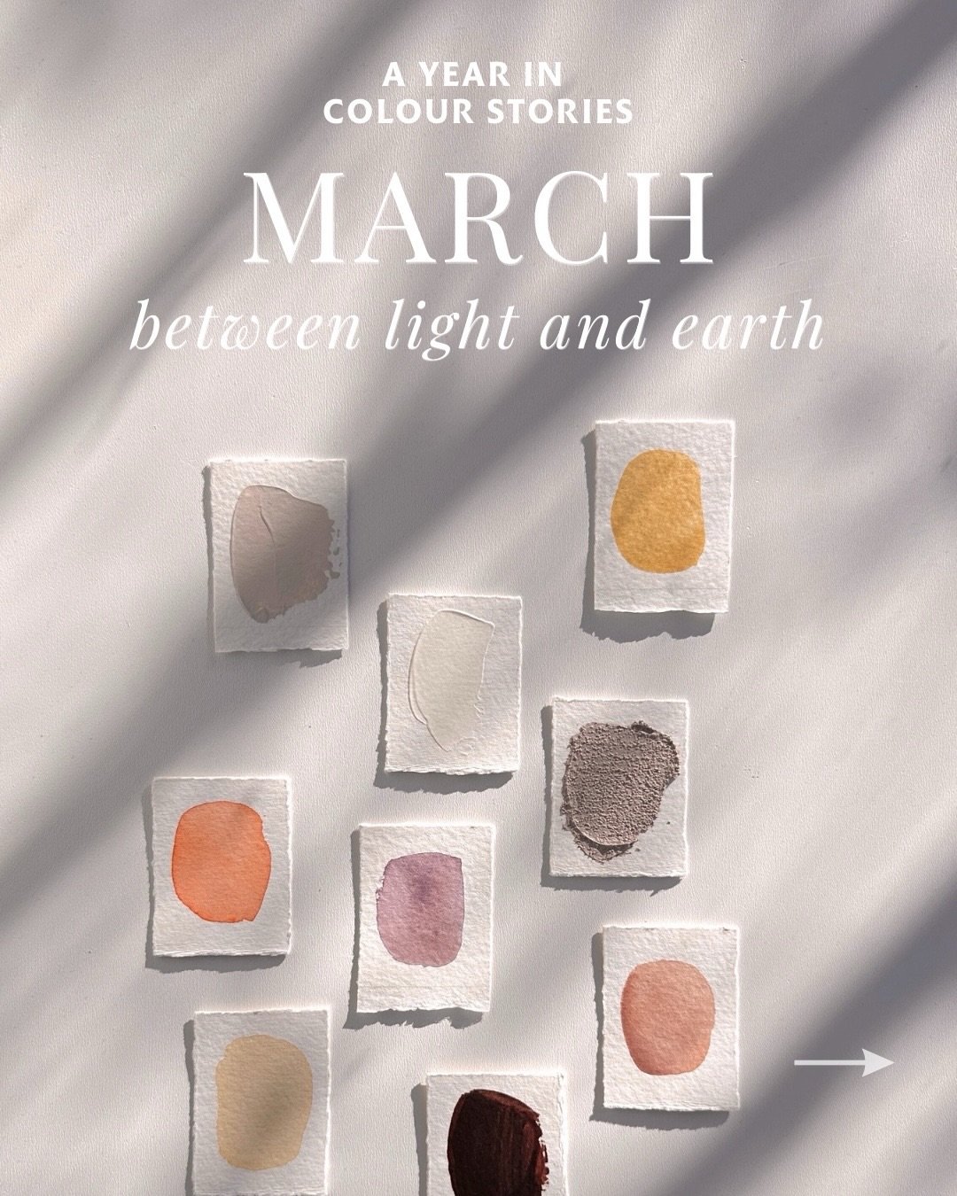 This was March &ndash; Between Light and Earth 💫

Before sharing a new colour story for May,
I wanted to take a moment to look back.

March was about the meeting of light and earth &ndash; 
mineral greys, warm clay, softened rose, muted yellow and a