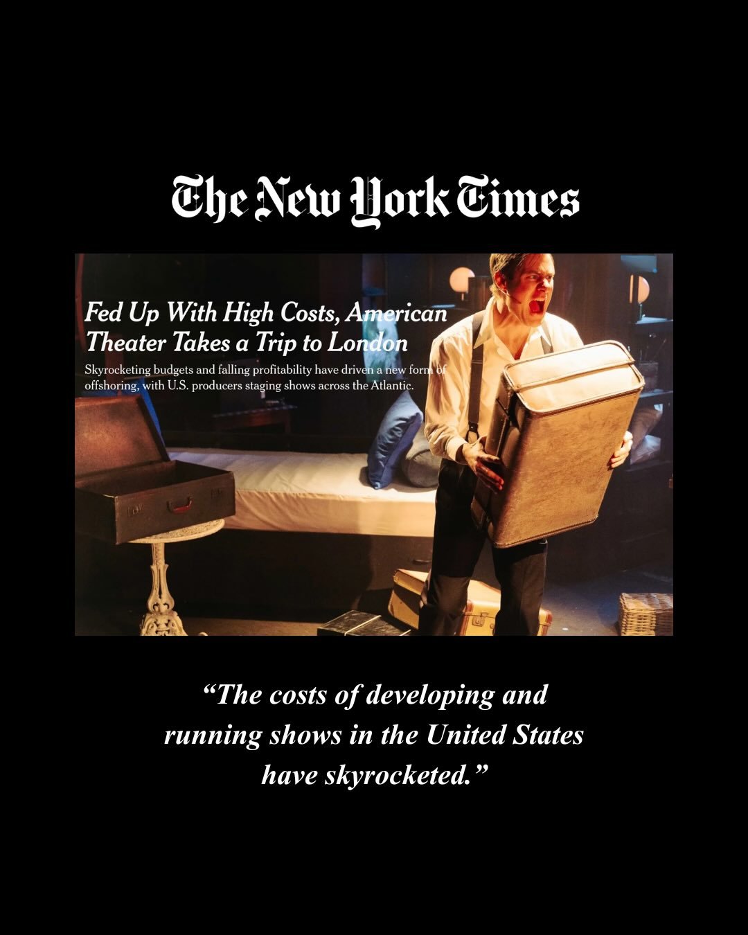 With Off-Broadway costs rising, artists are increasingly being pushed to develop their work outside of New York just to make it viable.

As The New York Times recently reported, &ldquo;The costs of developing and running shows in the United States ha