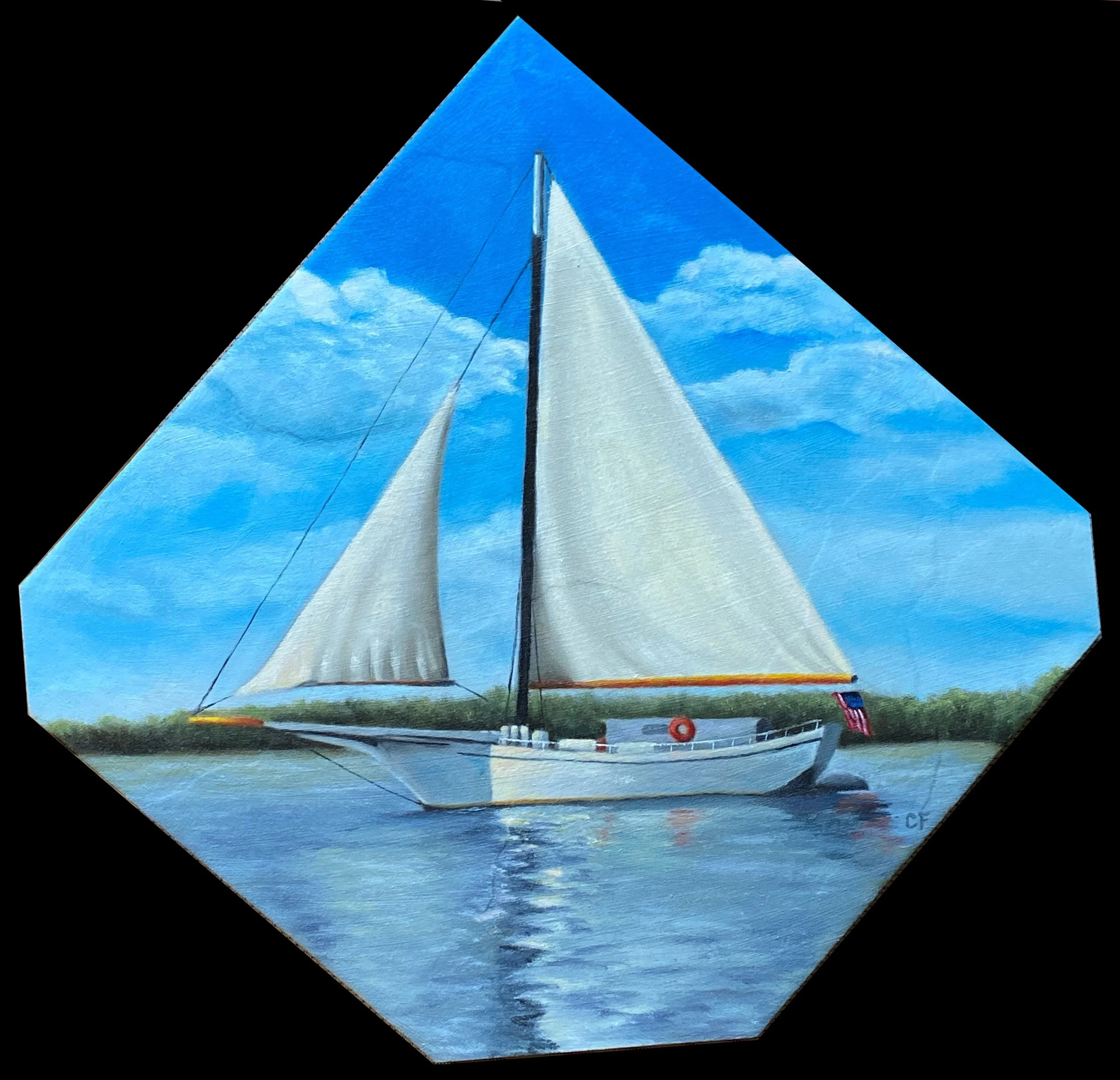 "Sailboat"- Oil on Ceramic Tile
Custom Painted for Tile Backsplash