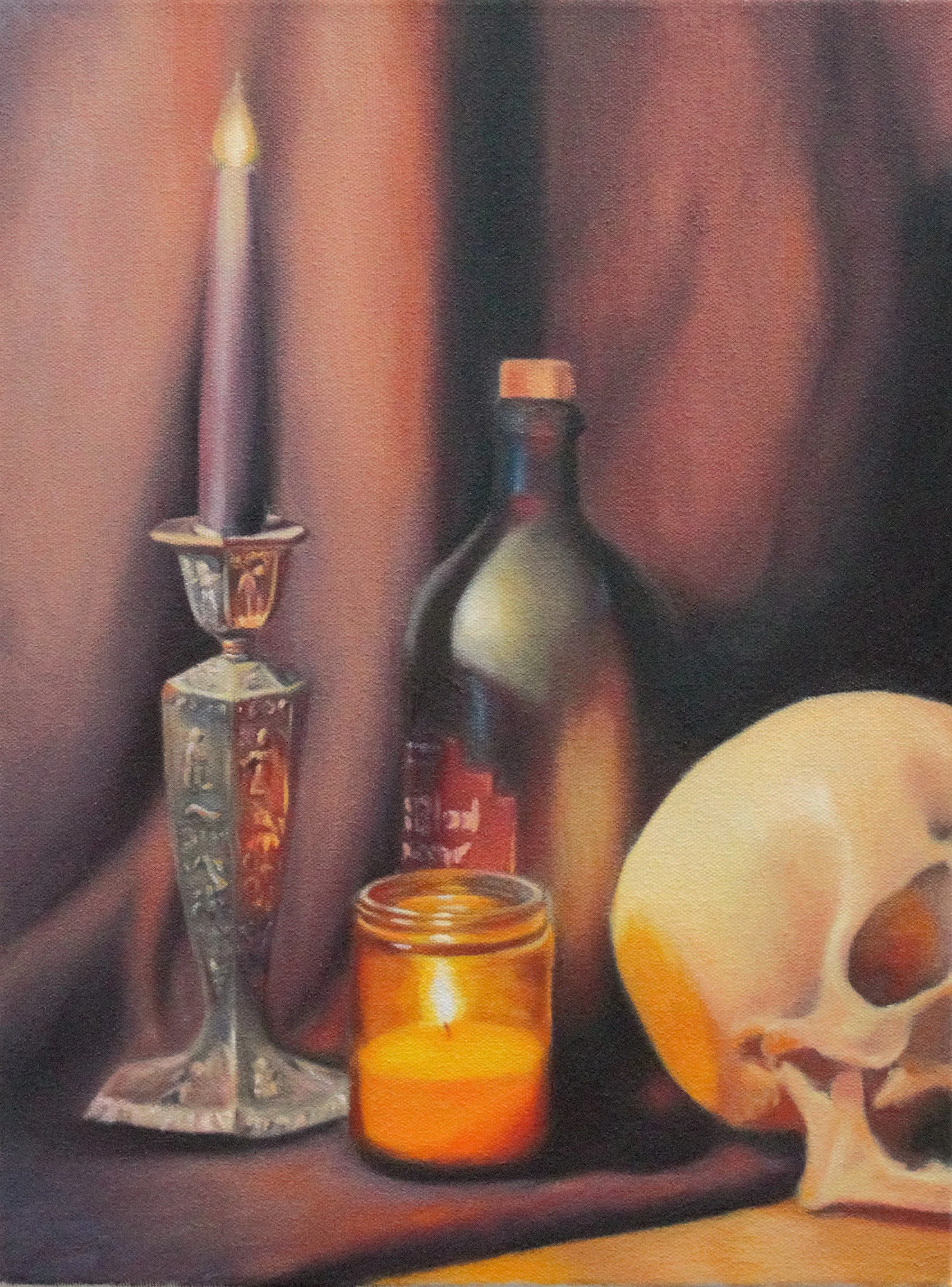 "Skull in Candlelight" - Diptych