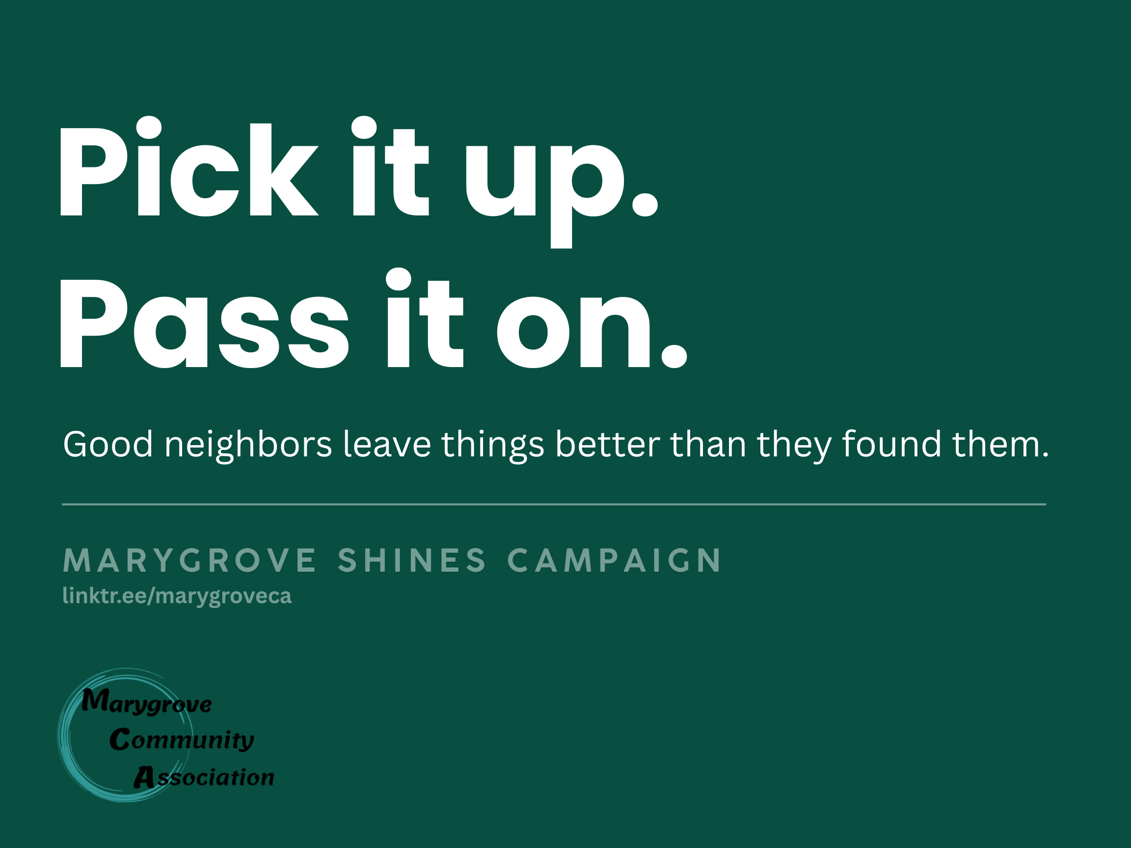 Pick it up. Pass it on.