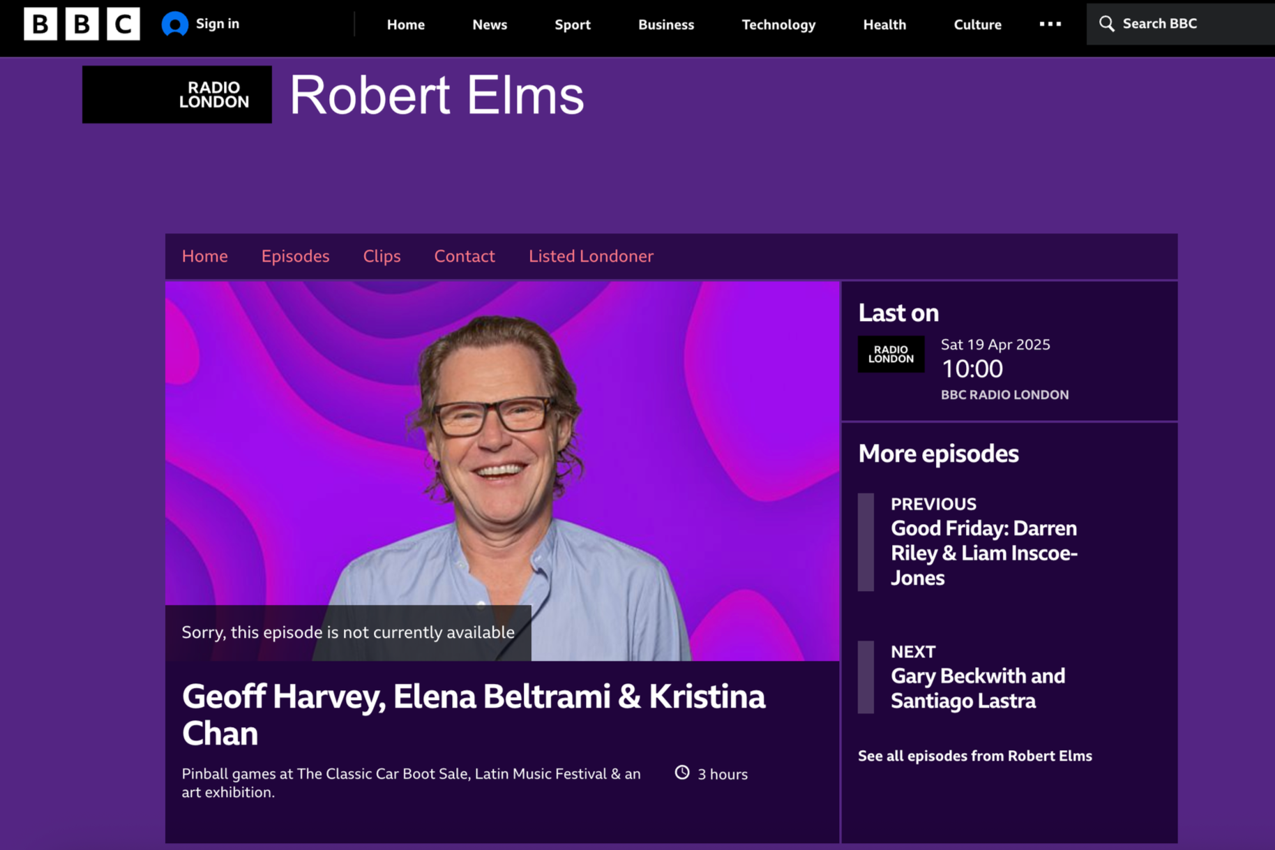 BBC London with Robert Elms, speaking about Habitable Climes exhibition