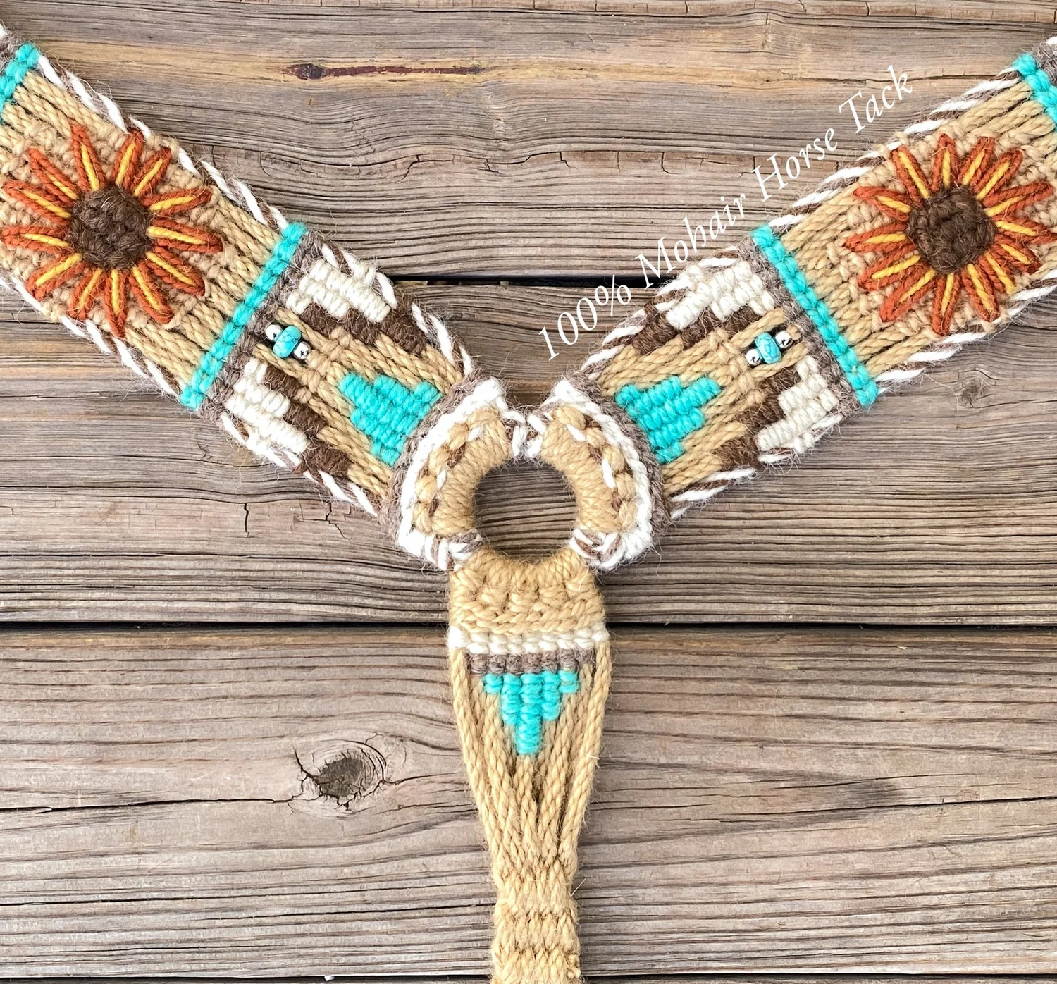 Collier De Poitrine Western Pour Cheval, Laine Mohair, Cordes Turquoise Et Marron, Showman Products