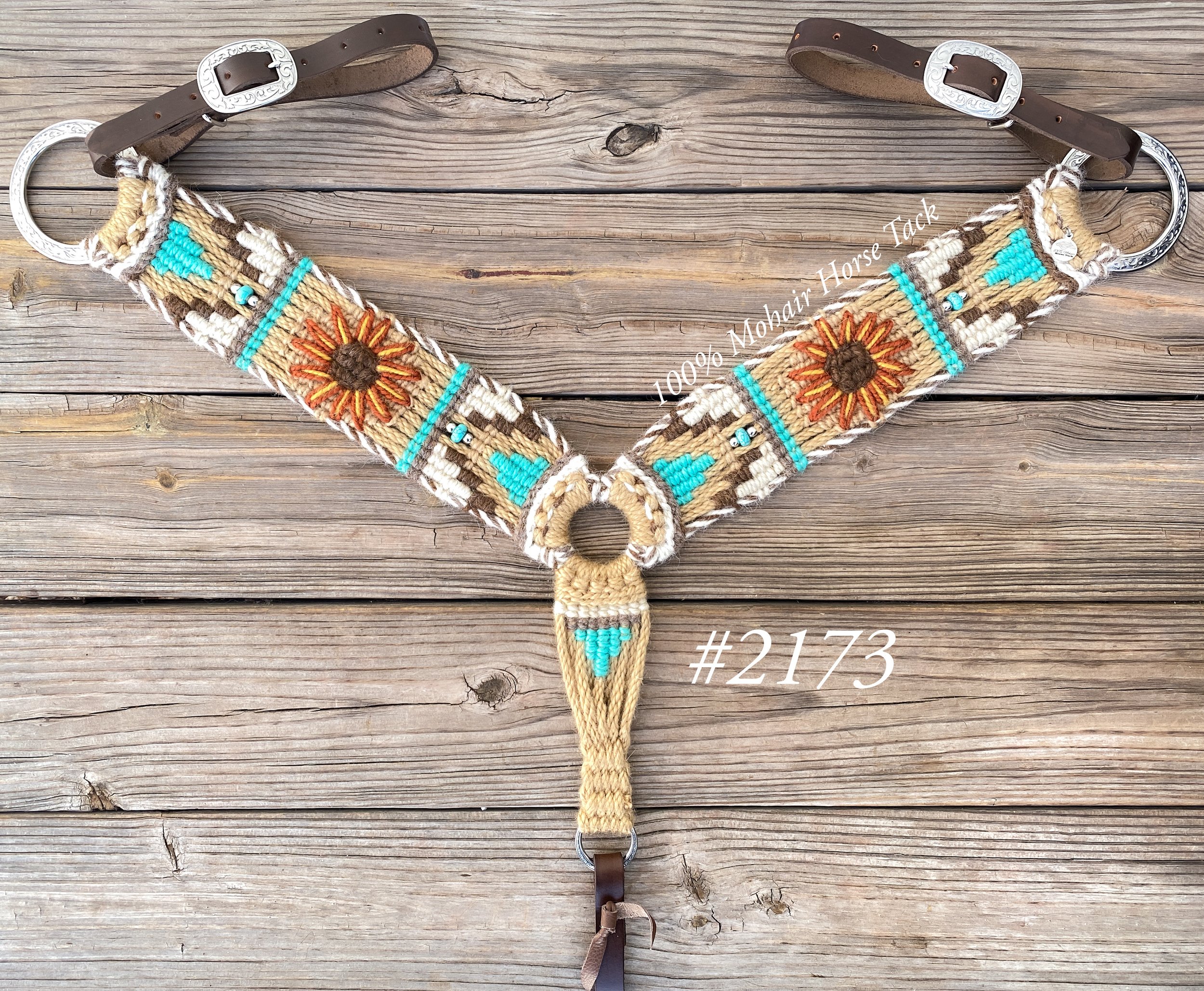 Mohair Sunflower Breast Collar Horse Tack Beaded
