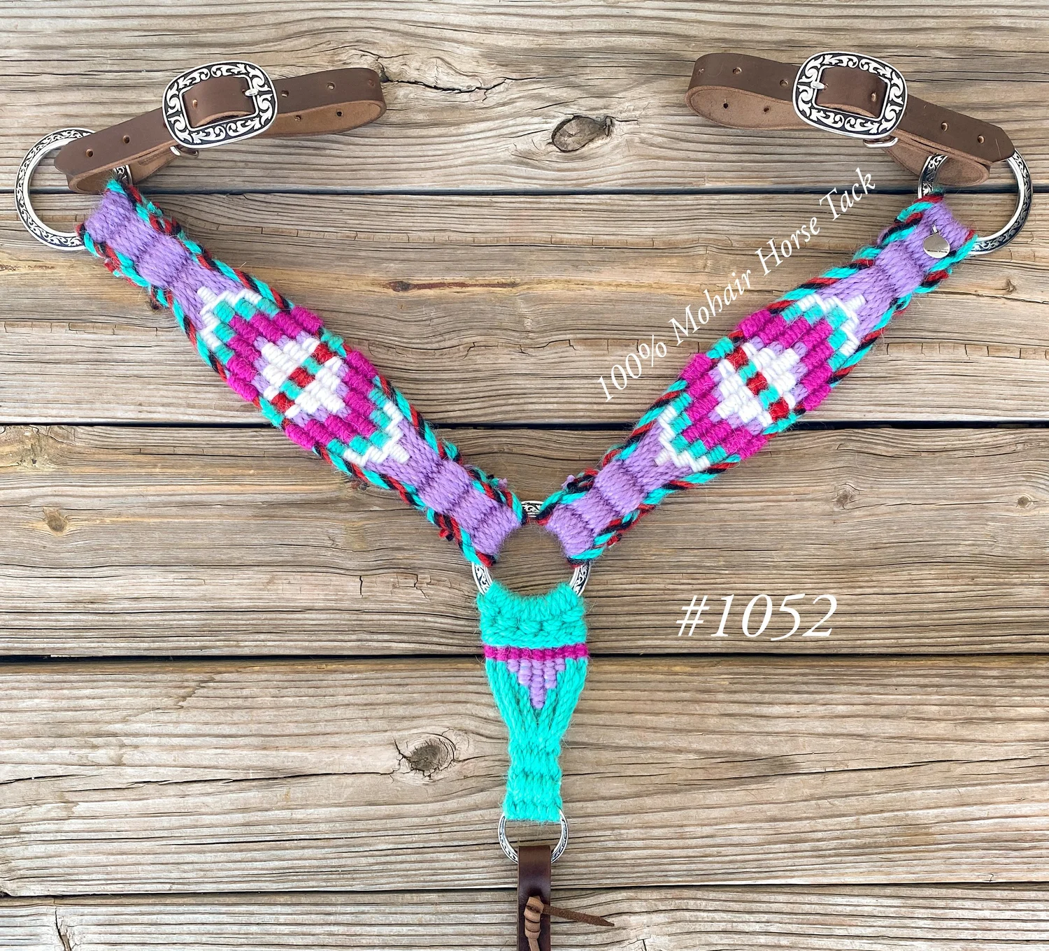 Cheval's Collier de poitrine en mohair occidental fait à la main pour cheval, collier d'équitation (MB-21 Pony
