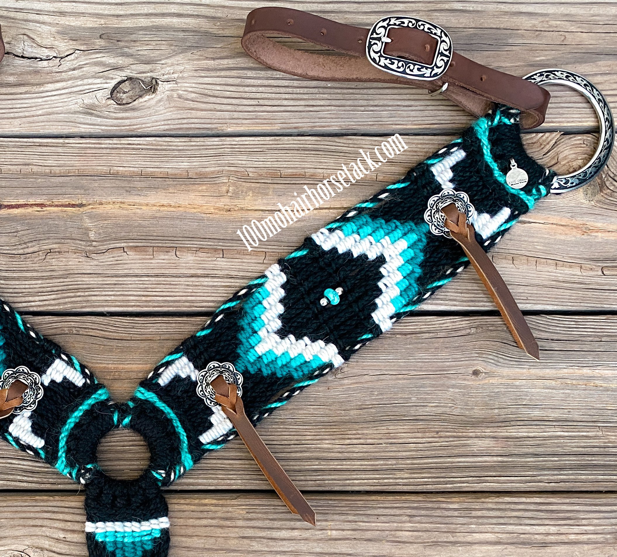 100% Mohair Breast Collar Horse Tack Conchos Beads