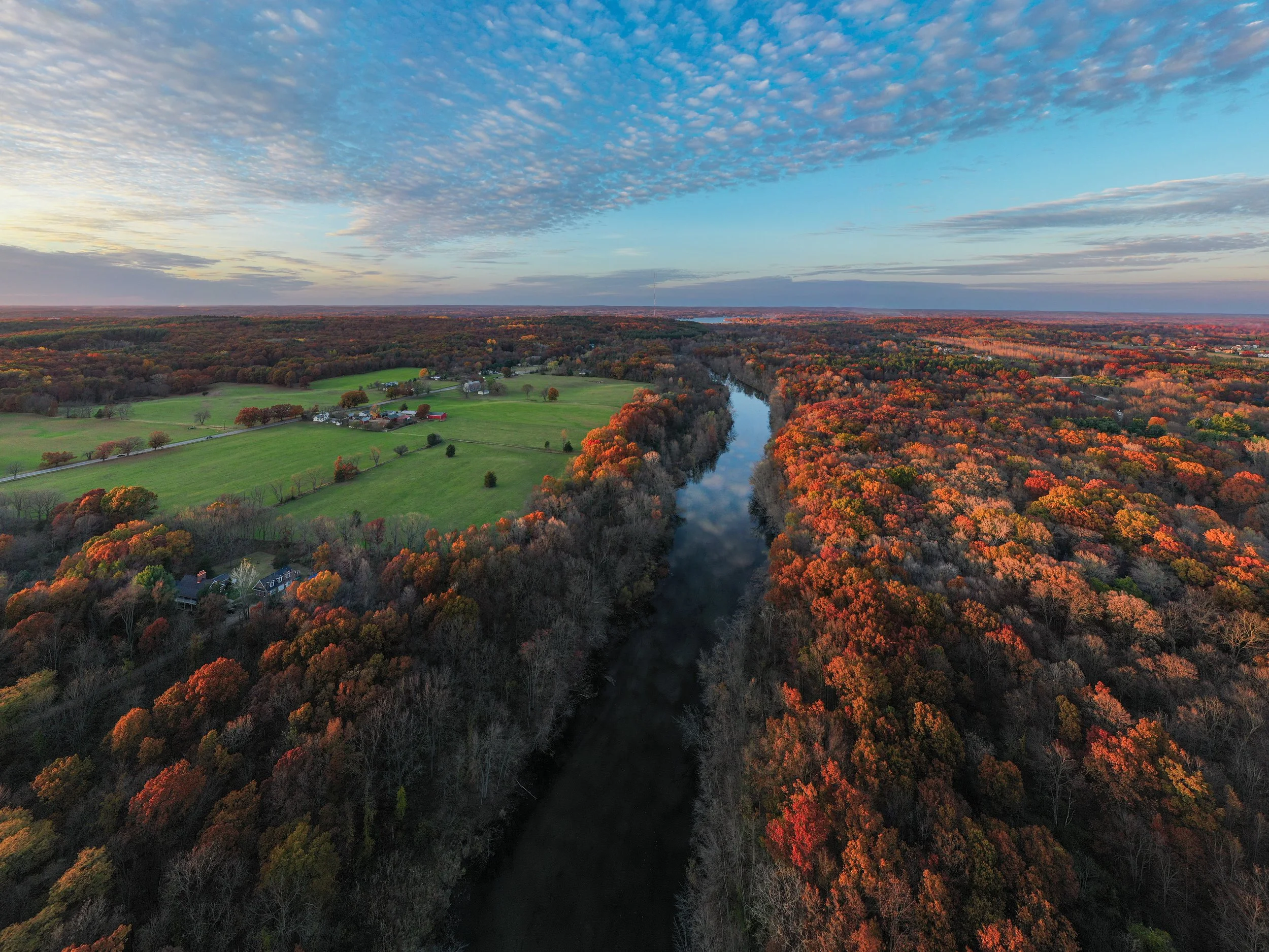Sunset over Huron River near Dexter