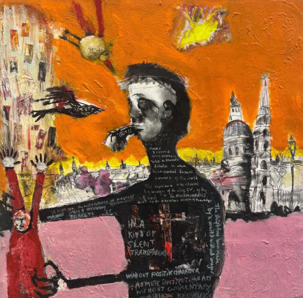 Paul Rhodes, ‘Metamorphosis’, 2025, mixed media, 800 × 800mm.