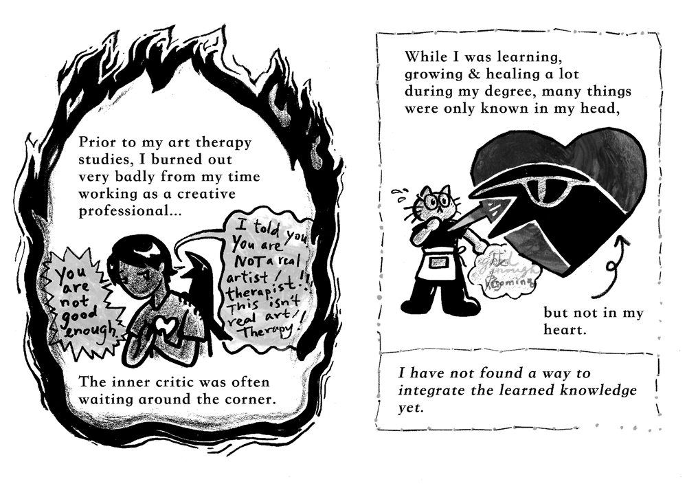 Figure 2. cat ko, Reflection (page 2), 2025, mixed media, 210 × 297mm (spread).