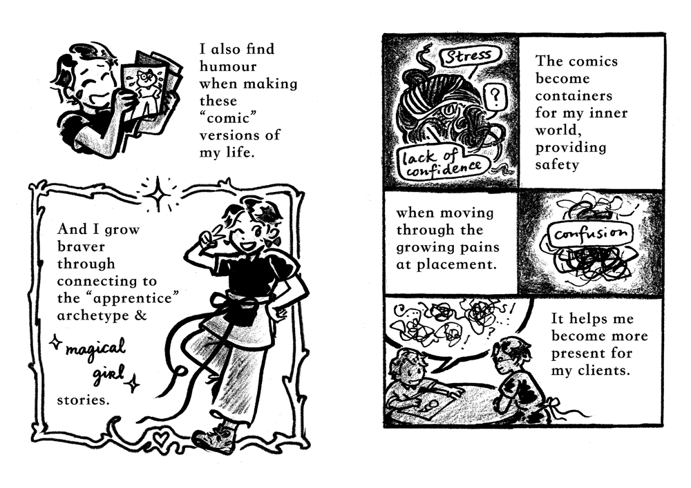 Figure 6. cat ko, Reflection (page 6), 2025, mixed media, 210 × 297mm (spread).