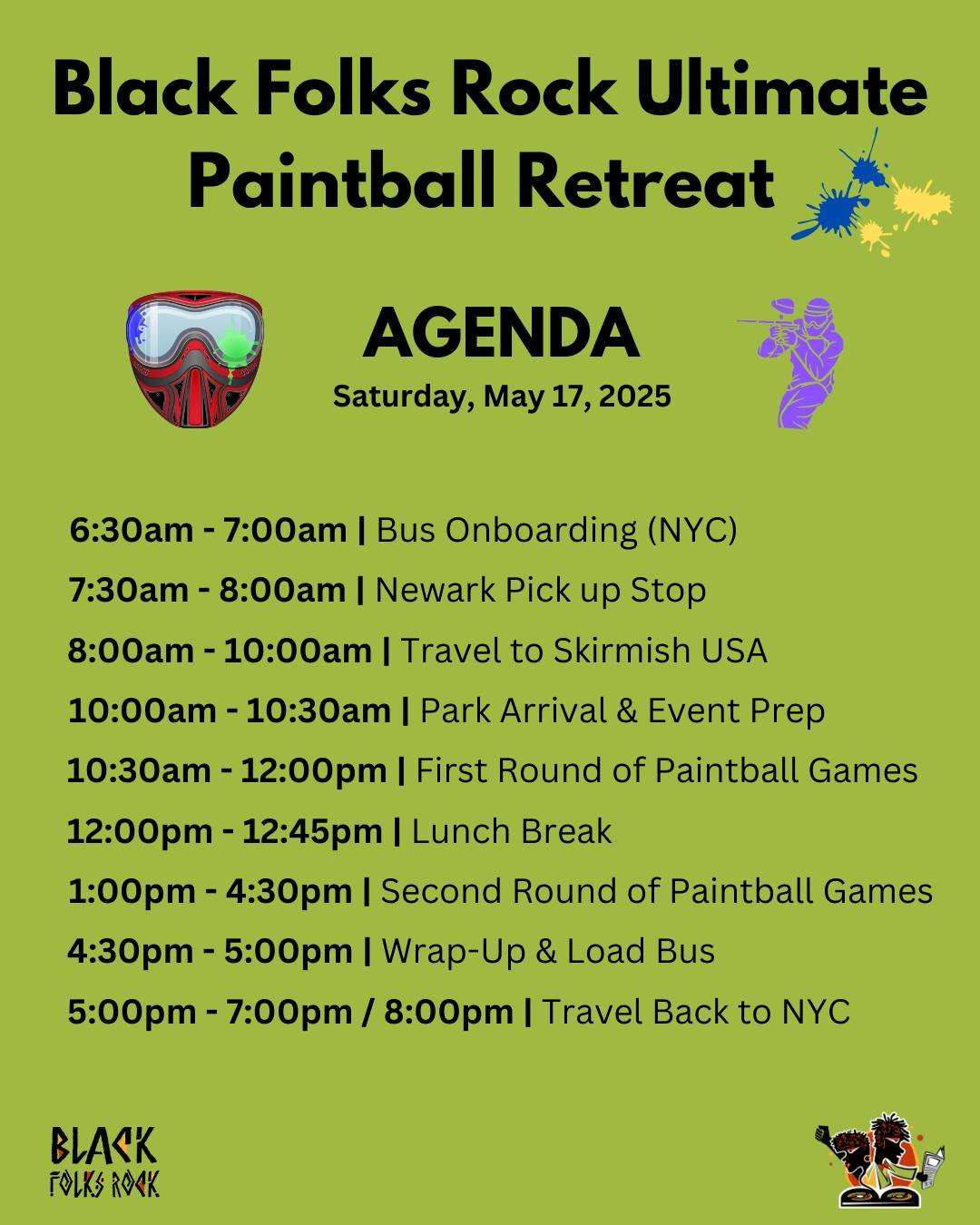 The Ultimate Paintball Retreat is going down next Saturday, May 17th, and you don’t want to miss it! We’re heading to Skirmish USA, the largest paintball park in the country, for a full day of action, connection, and community. Your $90 t