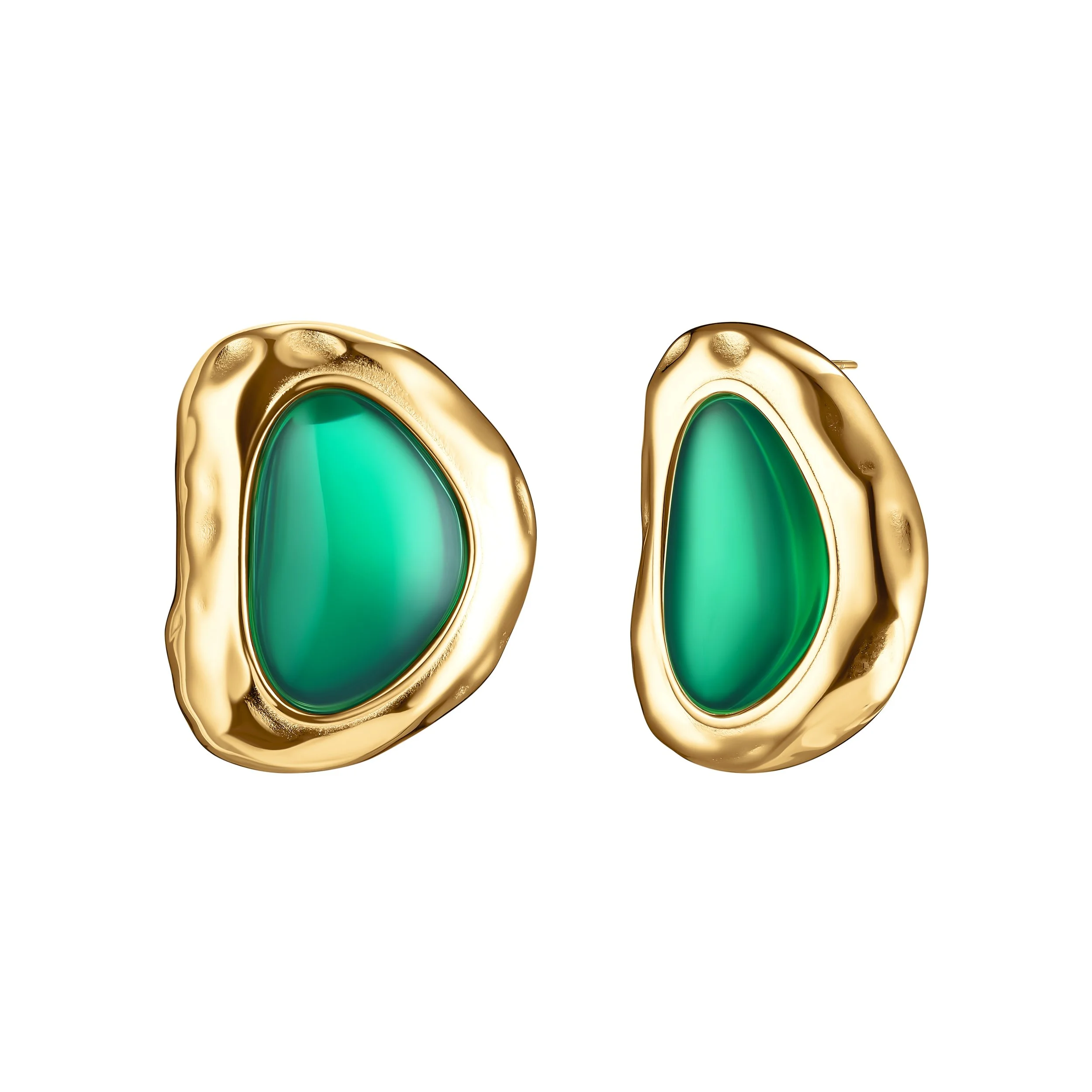 Mei 18k Gold Earrings- Shiny Green
